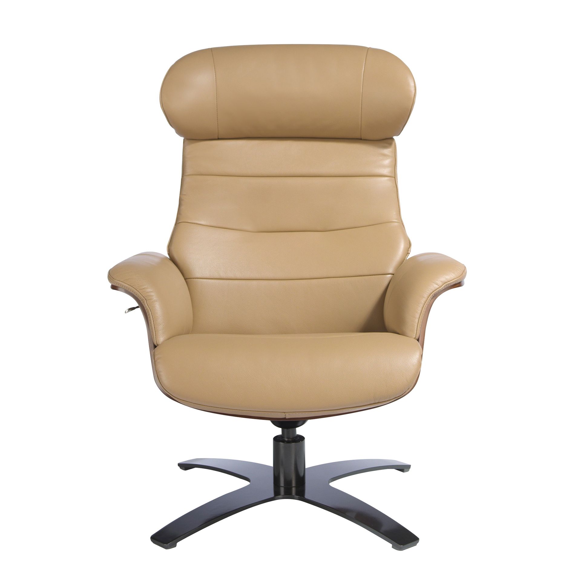 Sand leather swivel recliner armchair