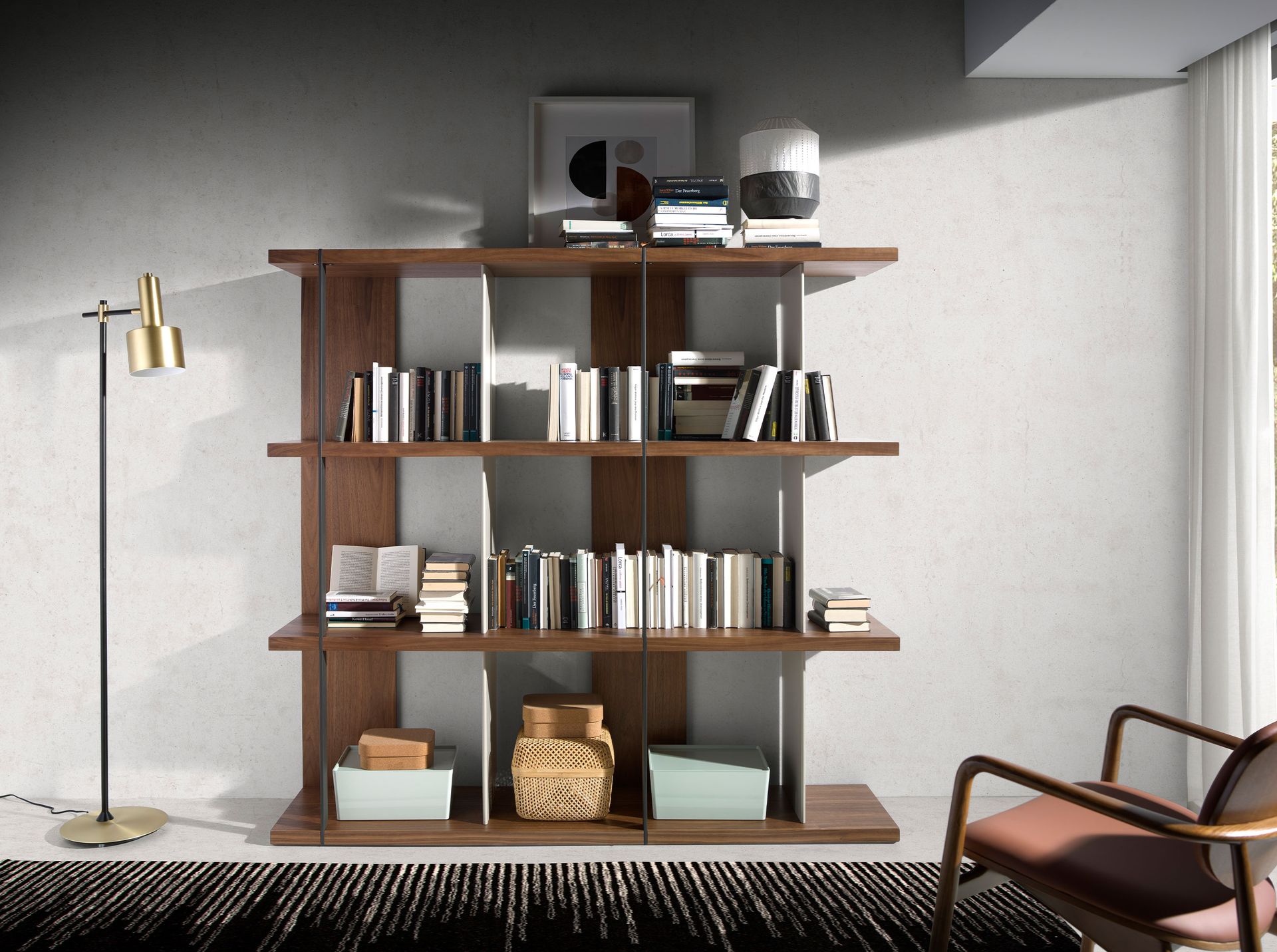 Shelf walnut and grey wood