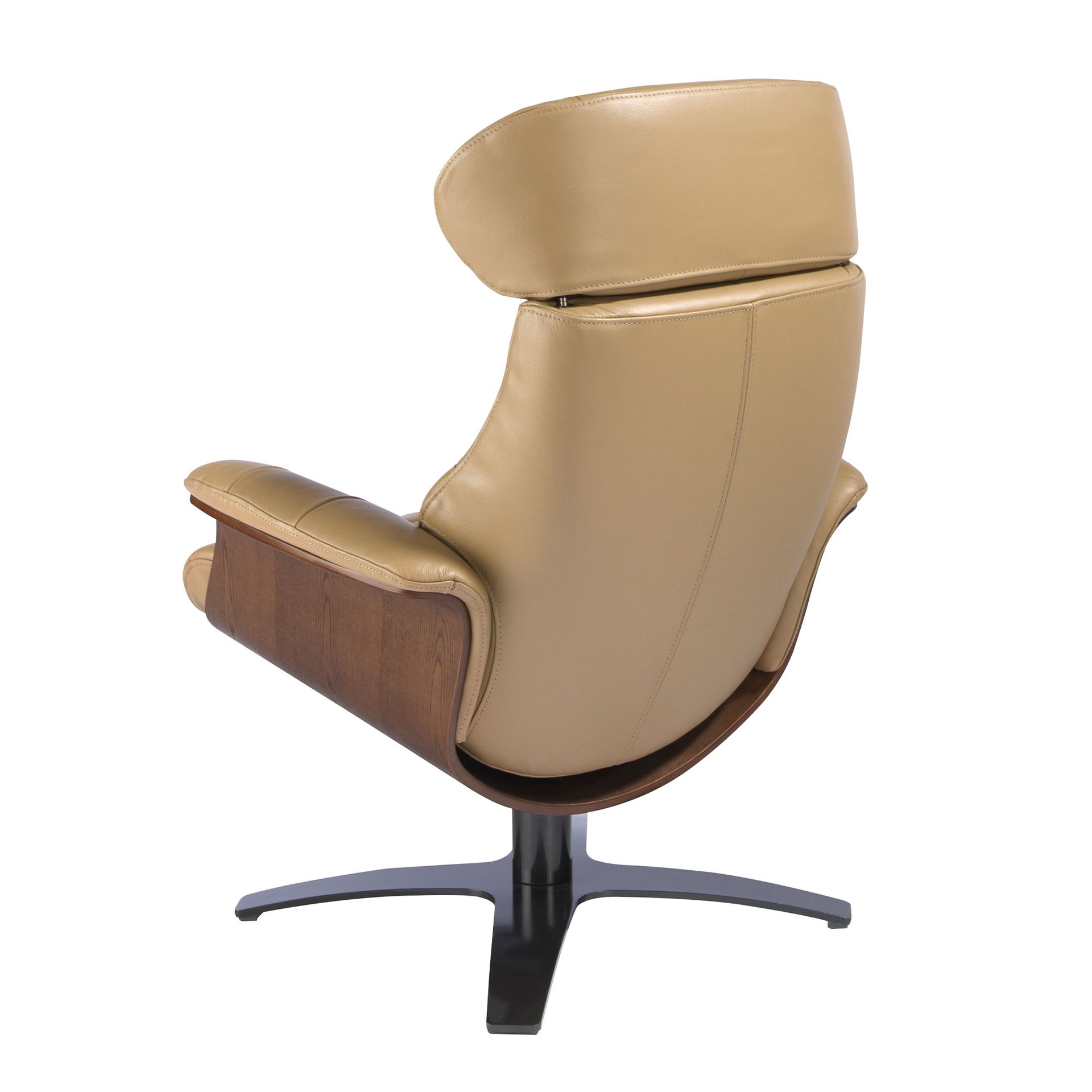 Sand leather swivel recliner armchair