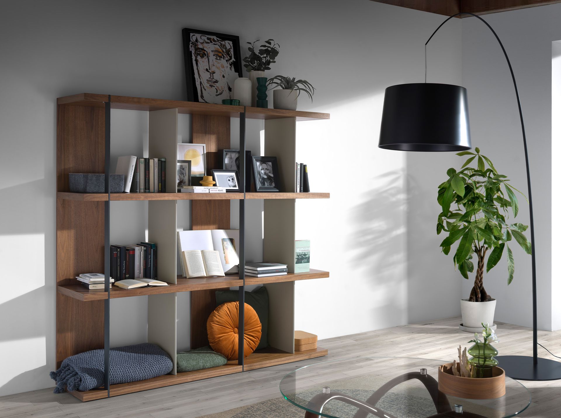 Shelf walnut and grey wood