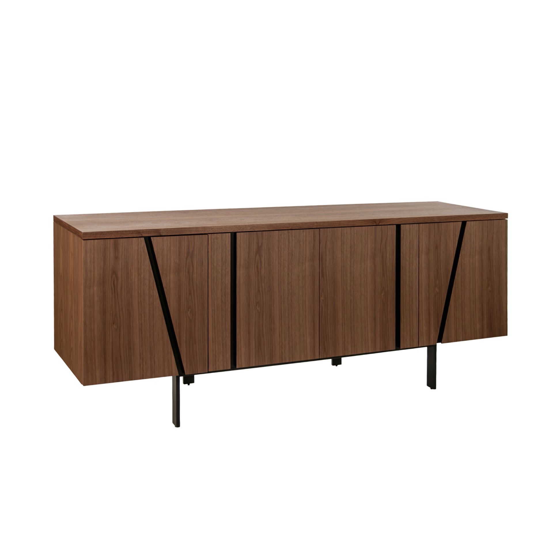 Sideboard walnut and black steel