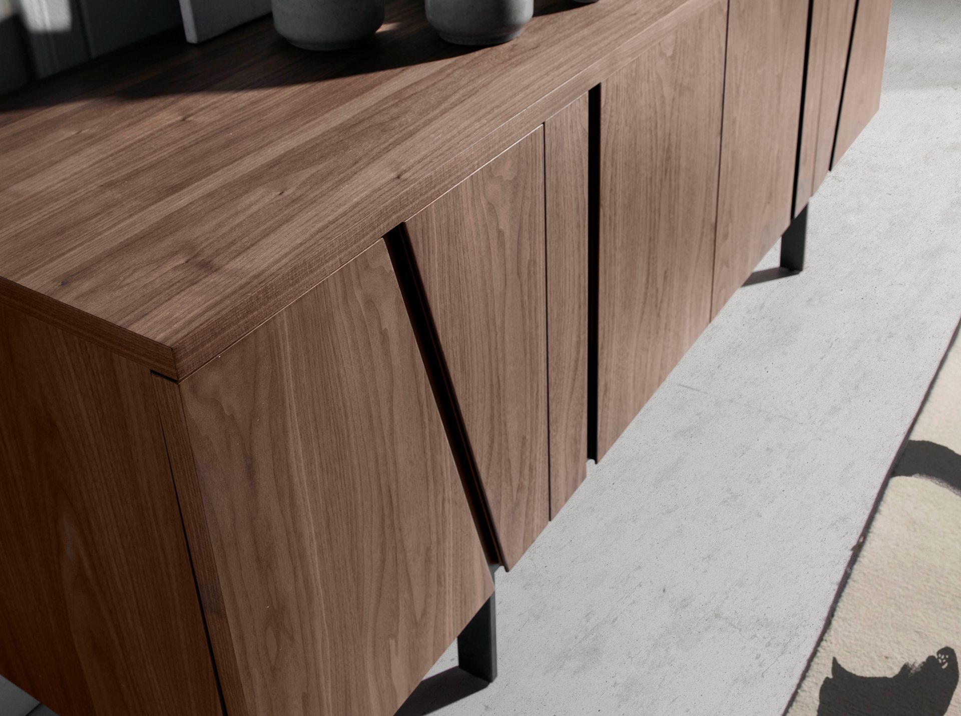 Sideboard walnut and black steel