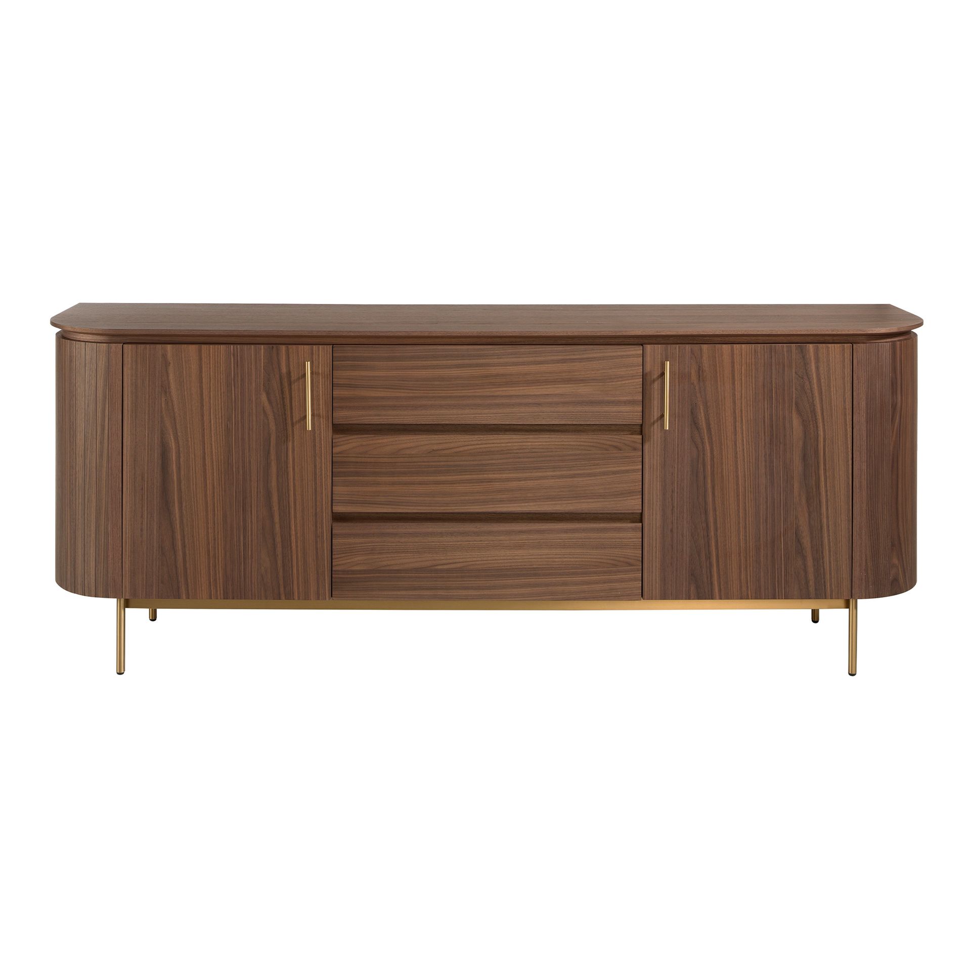 Sideboard walnut and golden polished steel