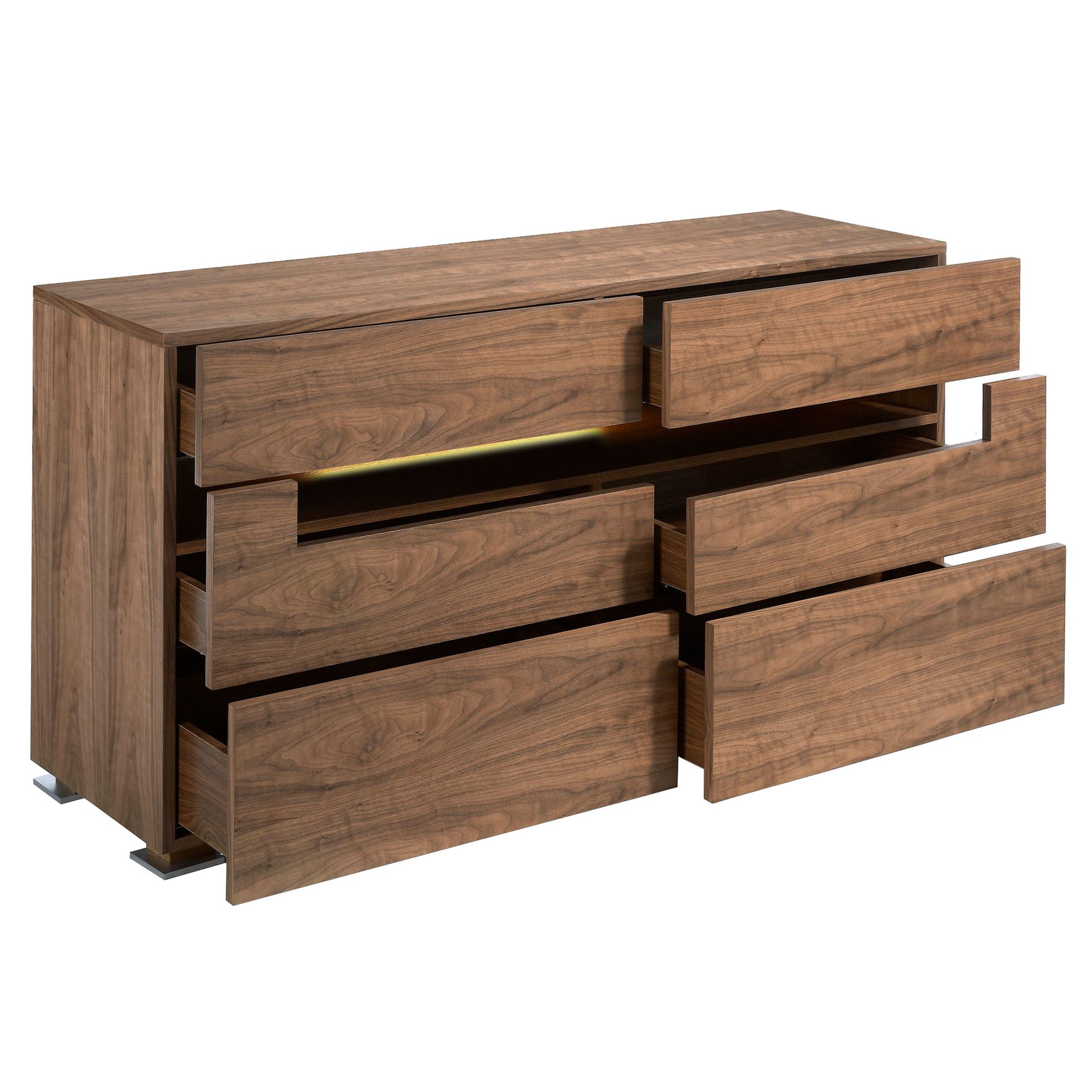 Sideboard walnut and polished steel with interior lighting