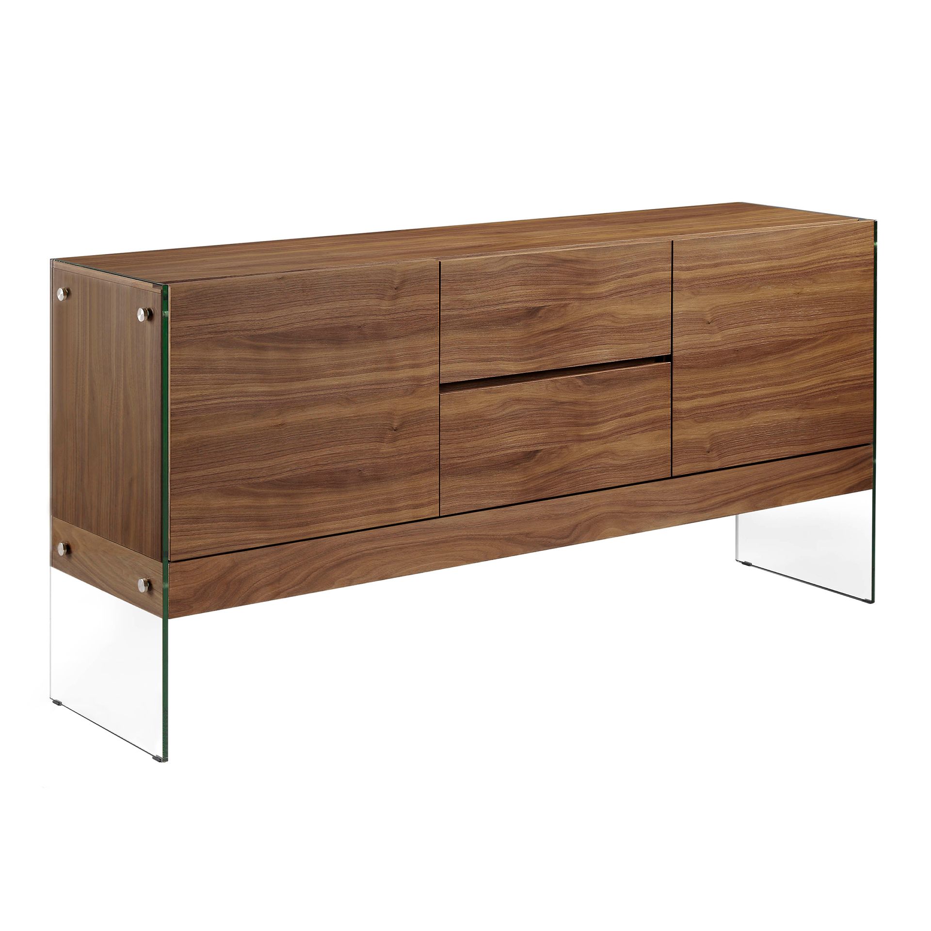 Sideboard walnut and tempered glass