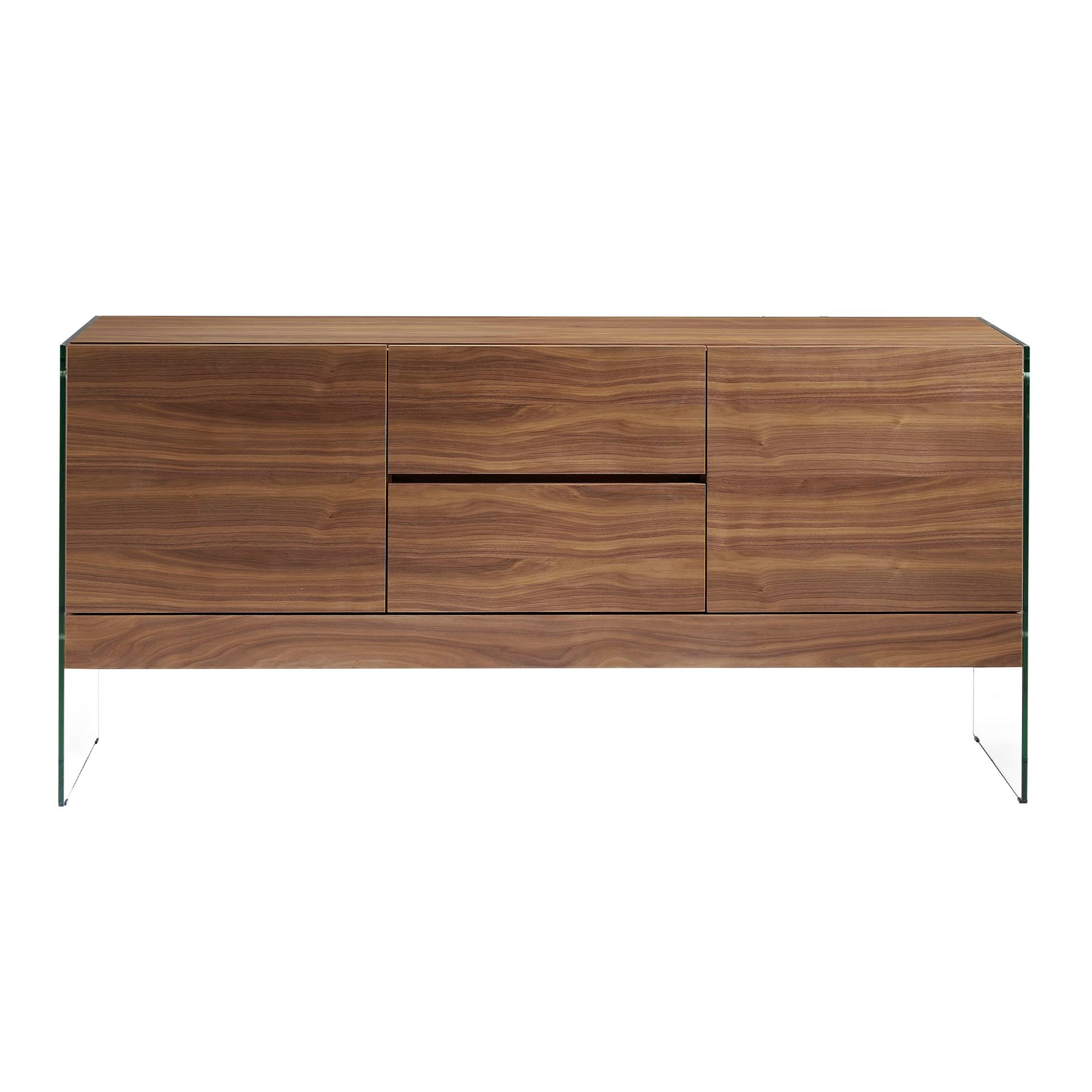 Sideboard walnut and tempered glass