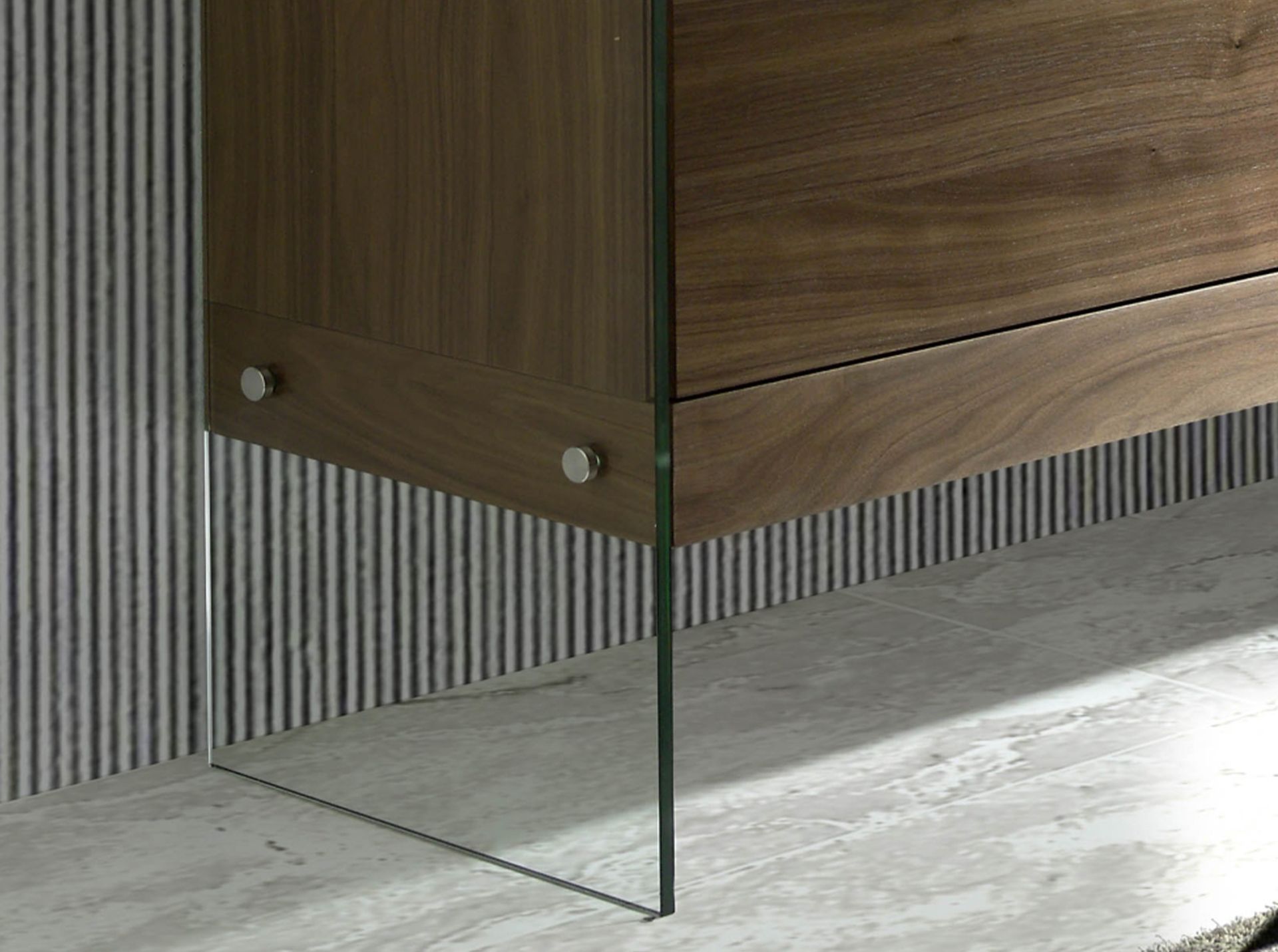 Sideboard walnut and tempered glass