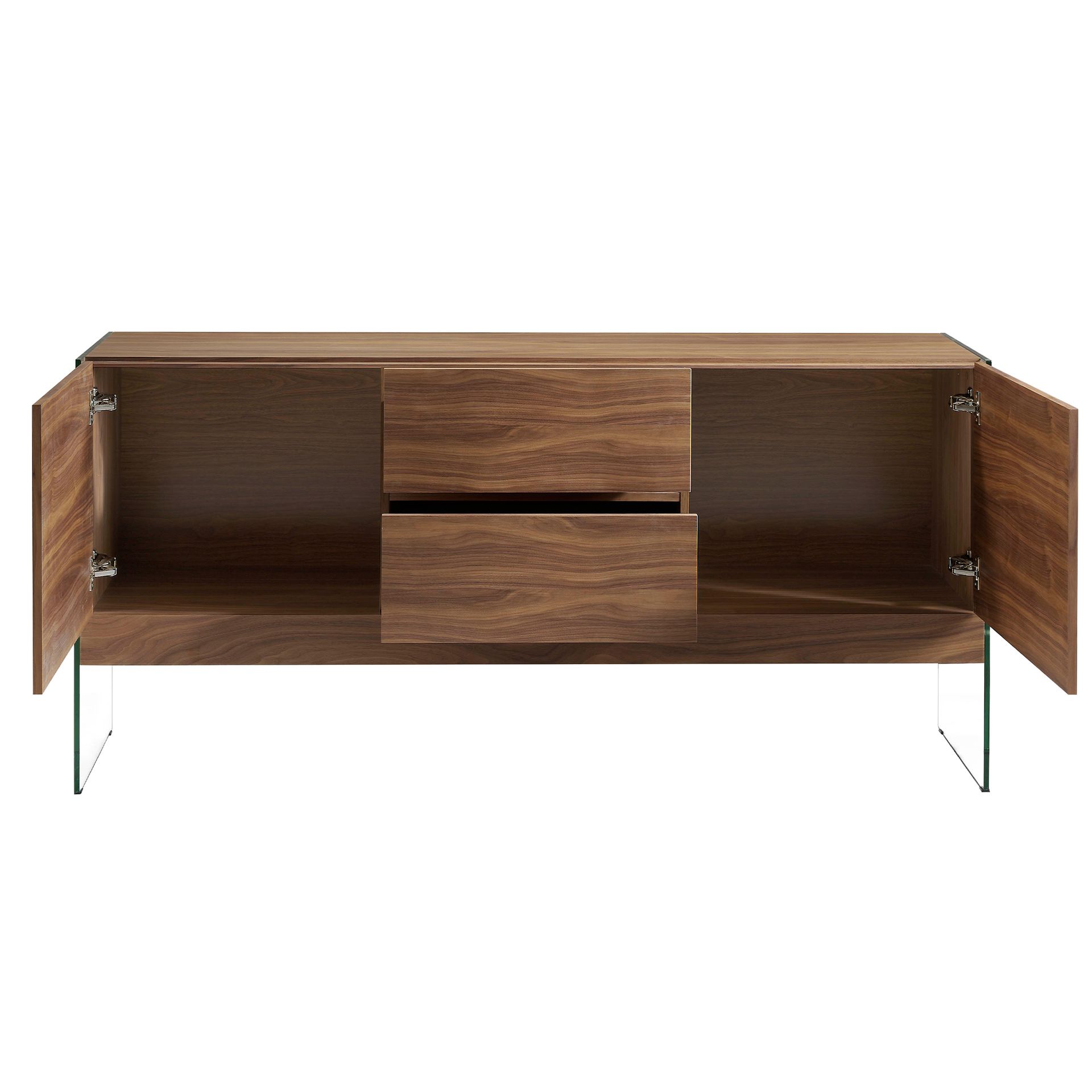 Sideboard walnut and tempered glass