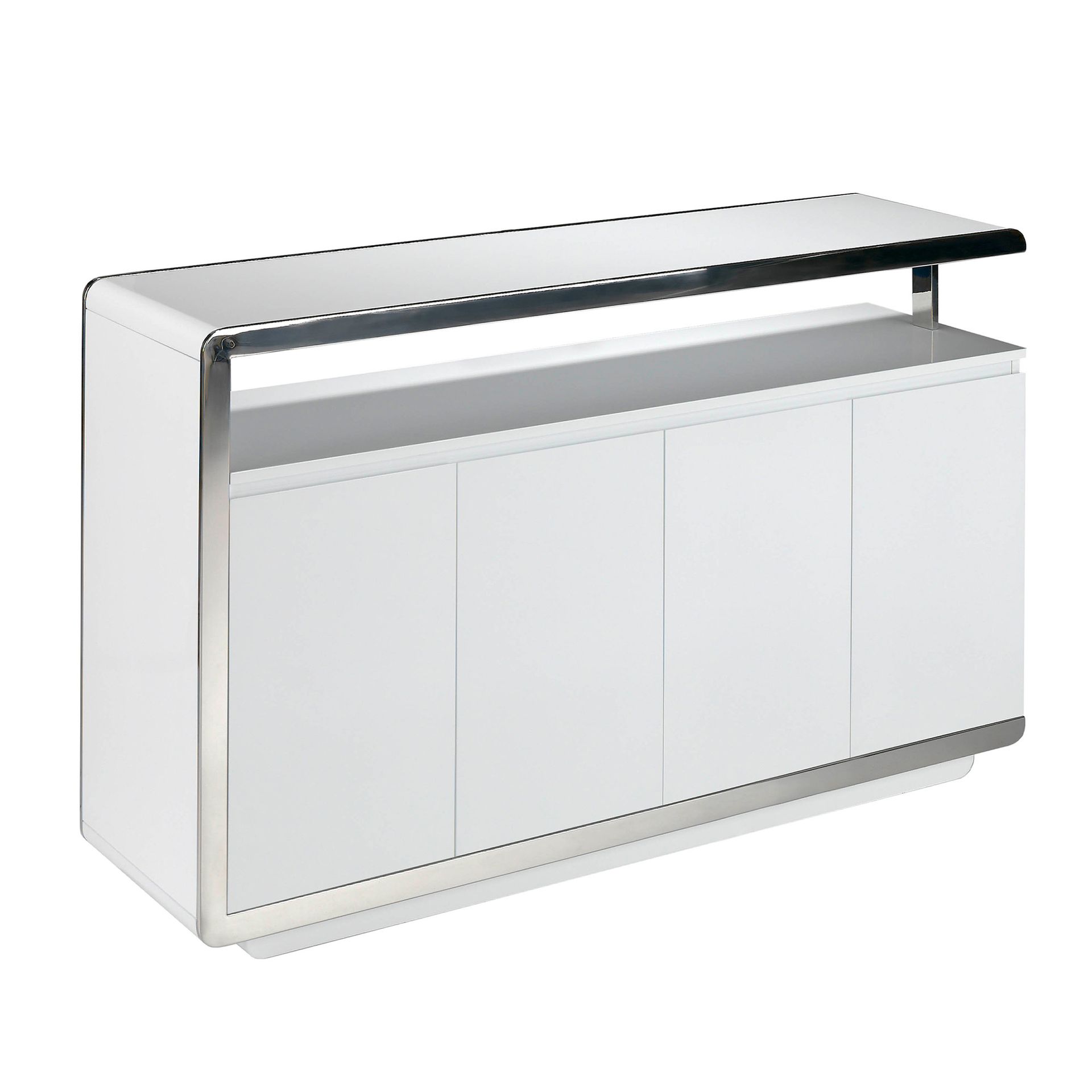 Sideboard white wood and chromed steel base