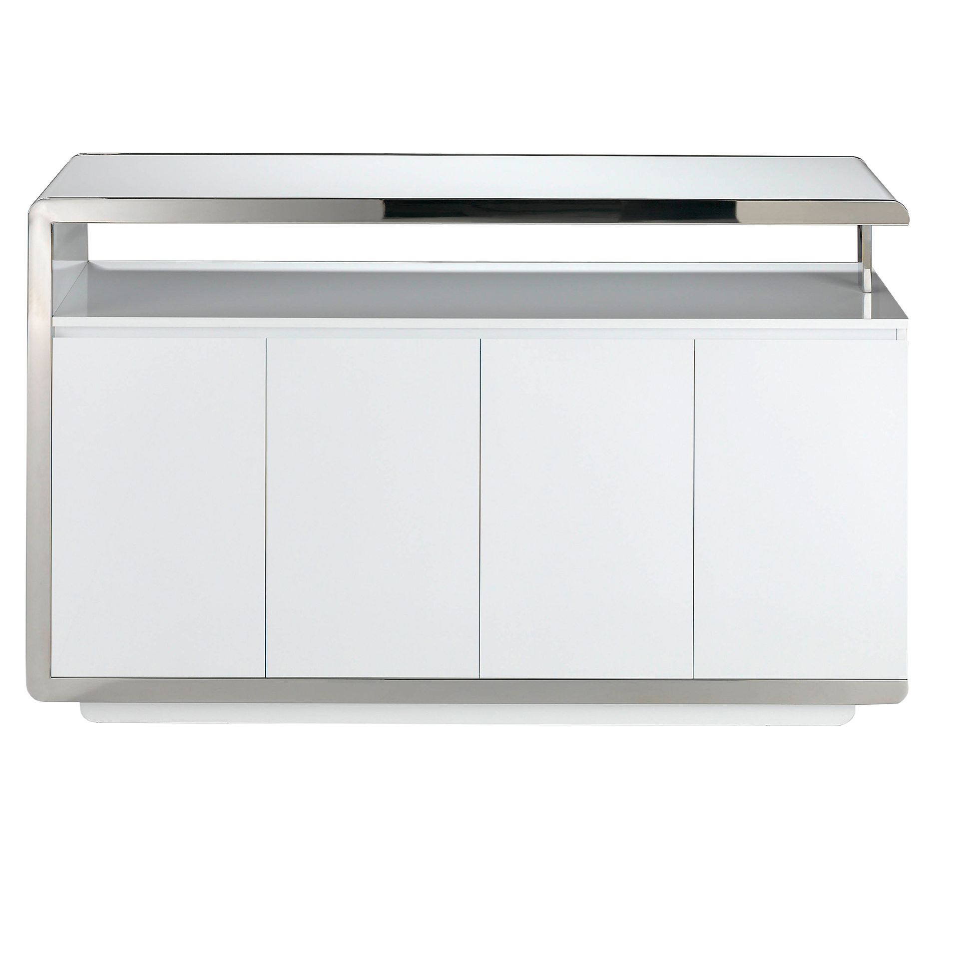 Sideboard white wood and chromed steel base