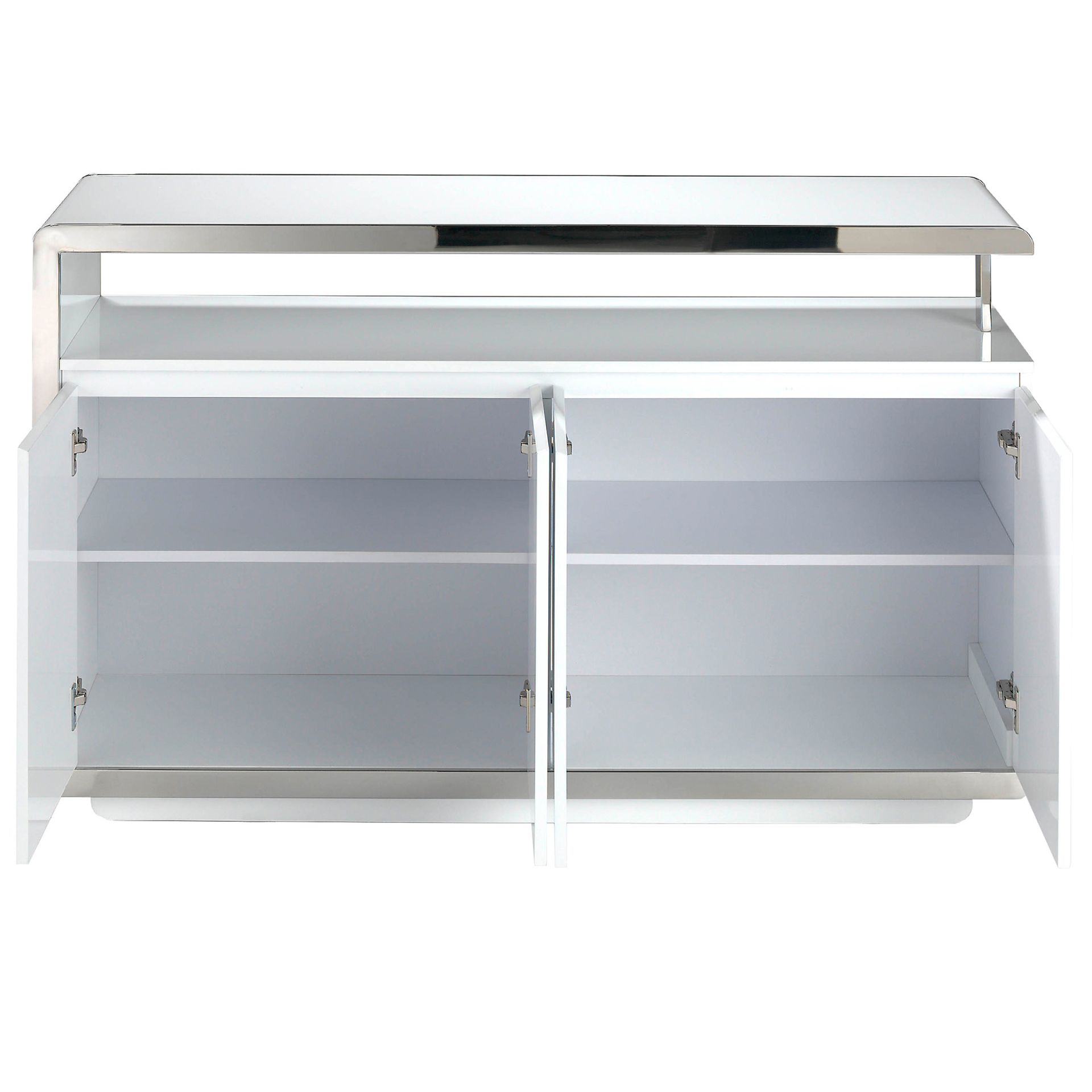 Sideboard white wood and chromed steel base