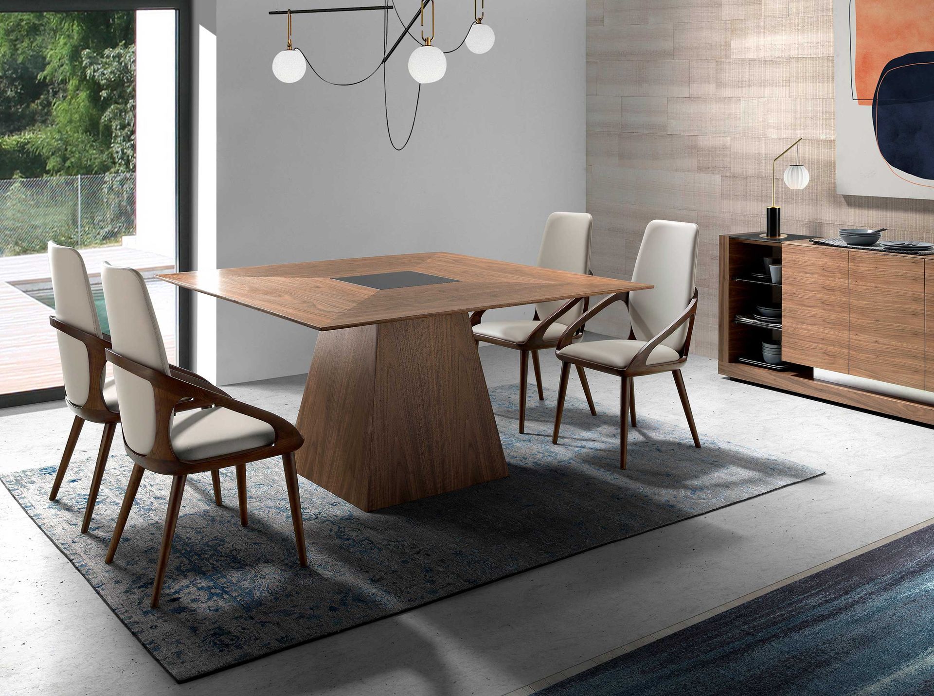 Square walnut dining table