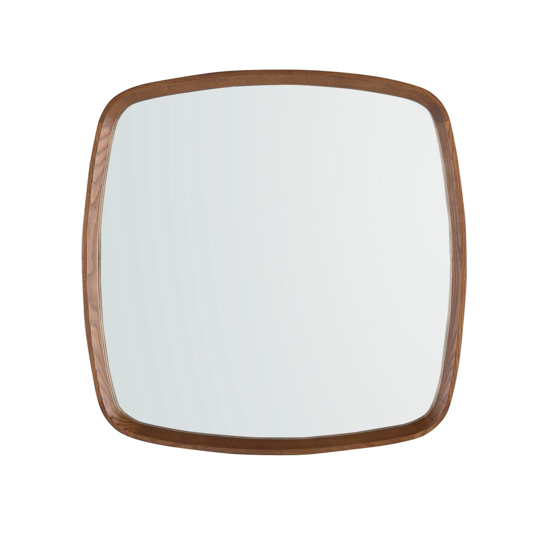 Square walnut wall mirror