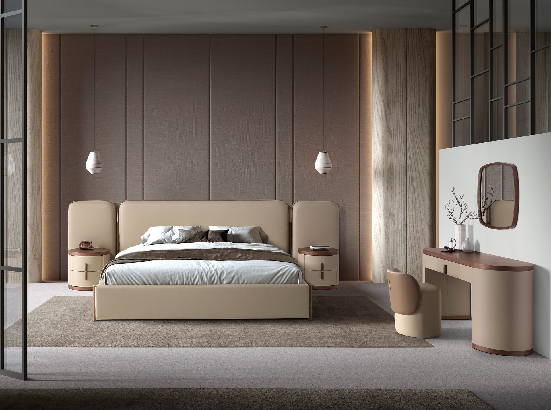 Square walnut wall mirror