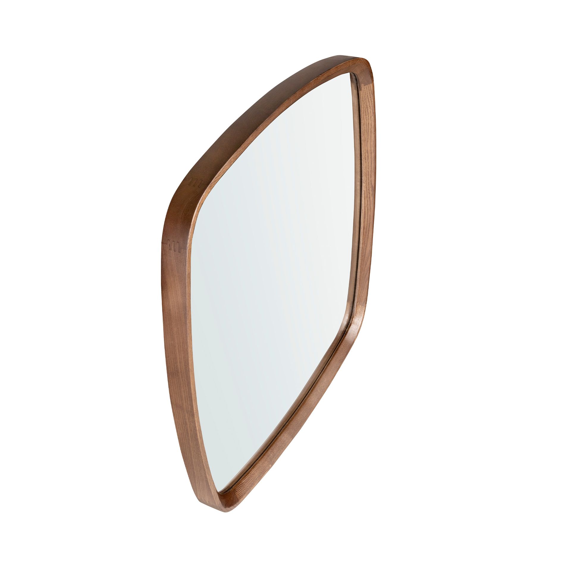 Square walnut wall mirror