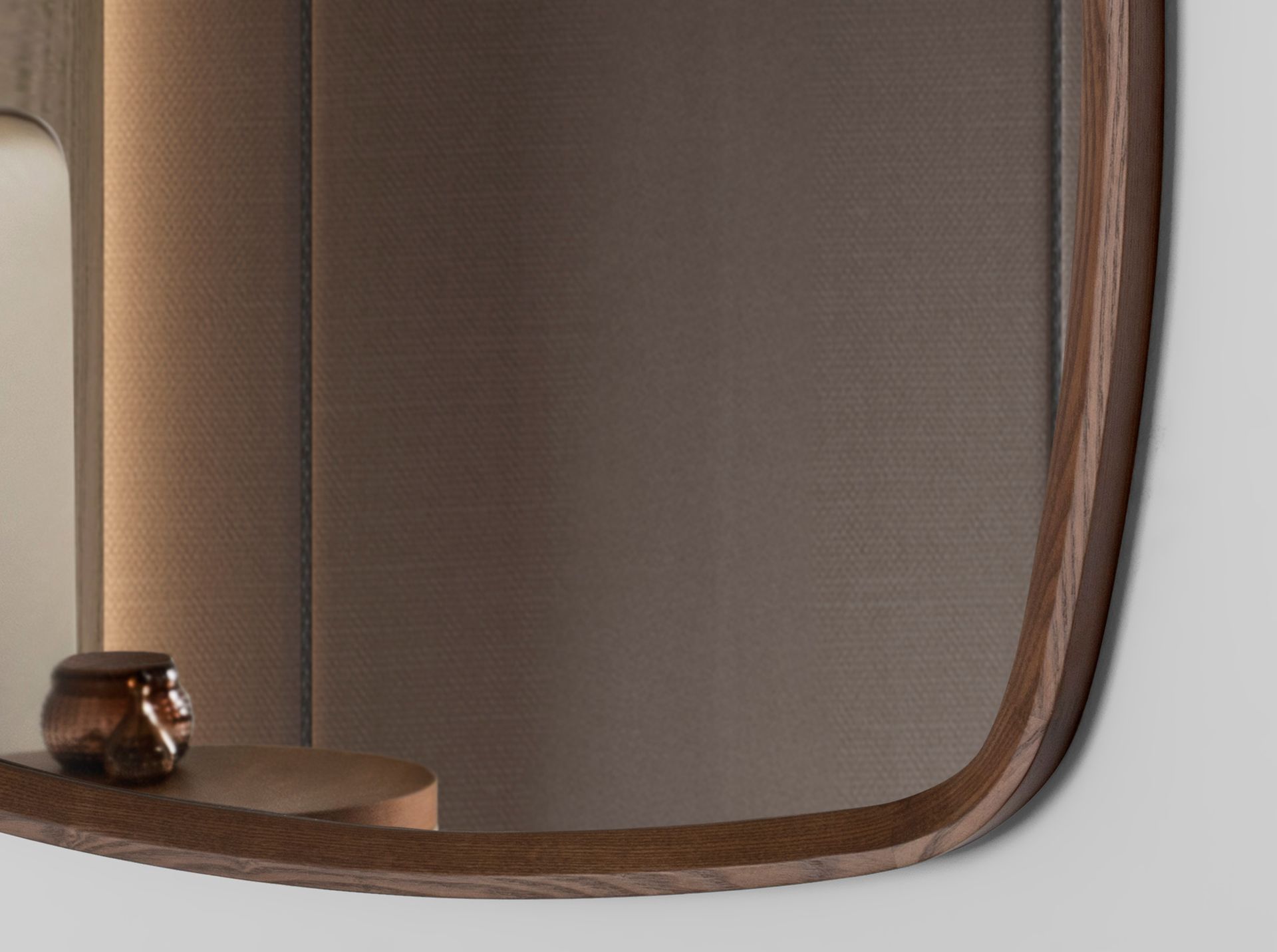 Square walnut wall mirror