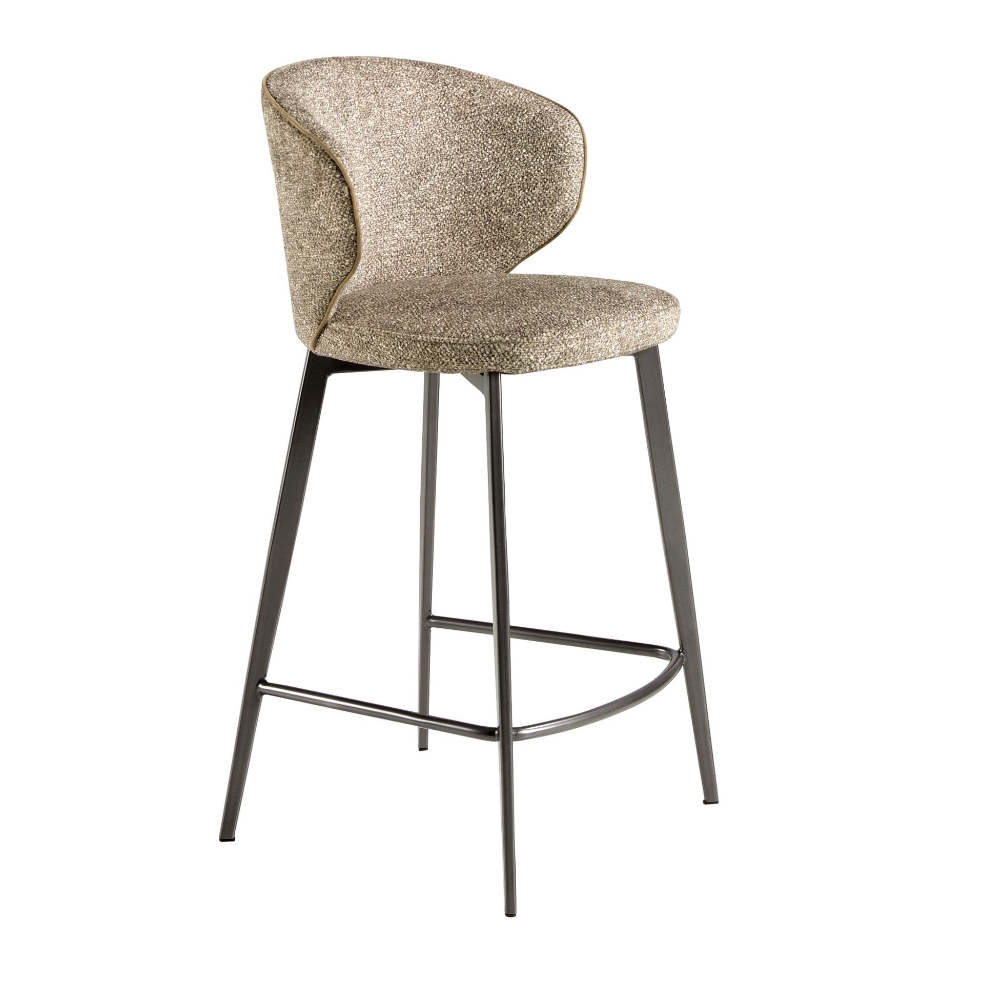 Stool upholstered in mottled brown fabric