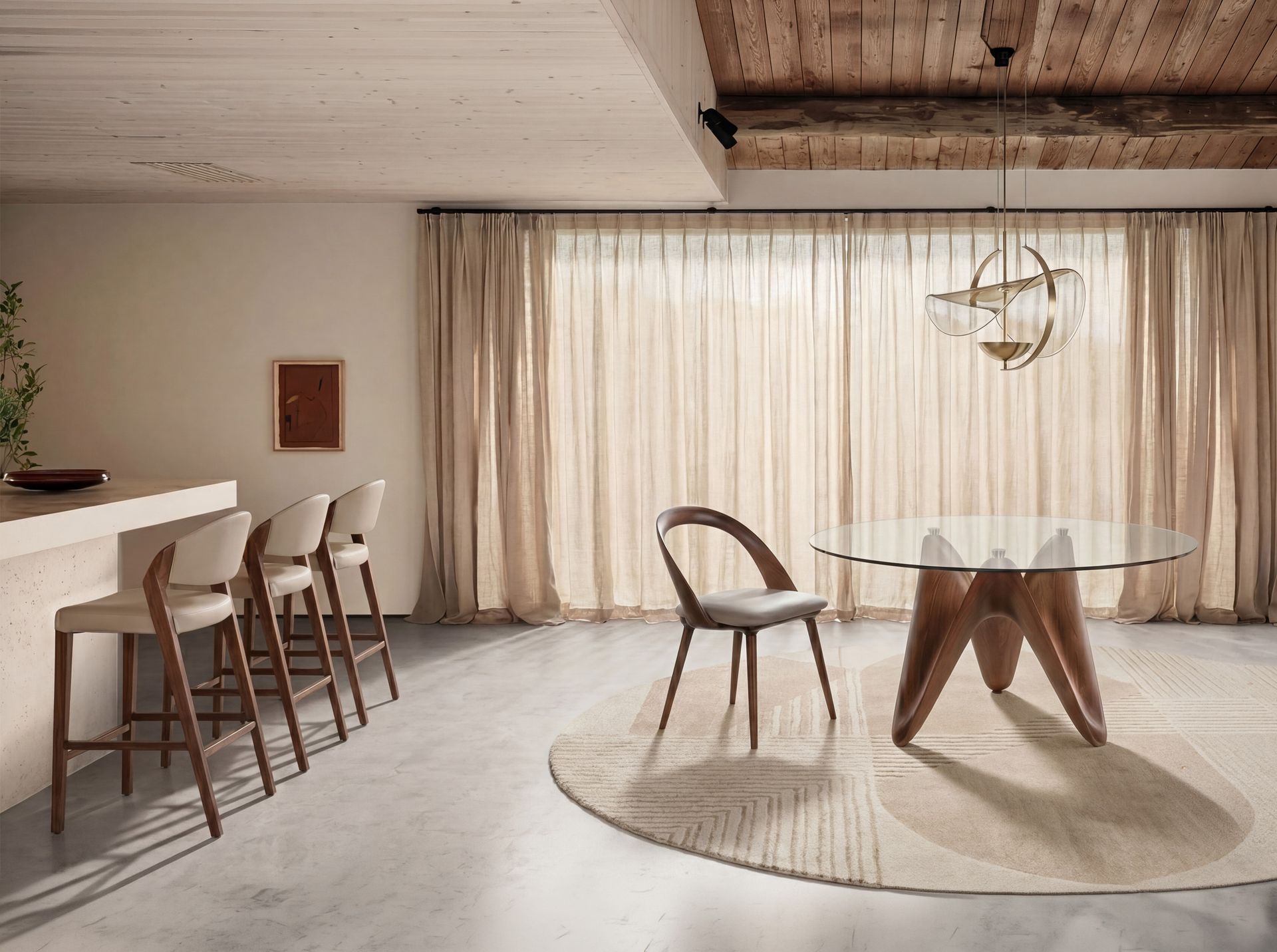Stool in mink leatherette