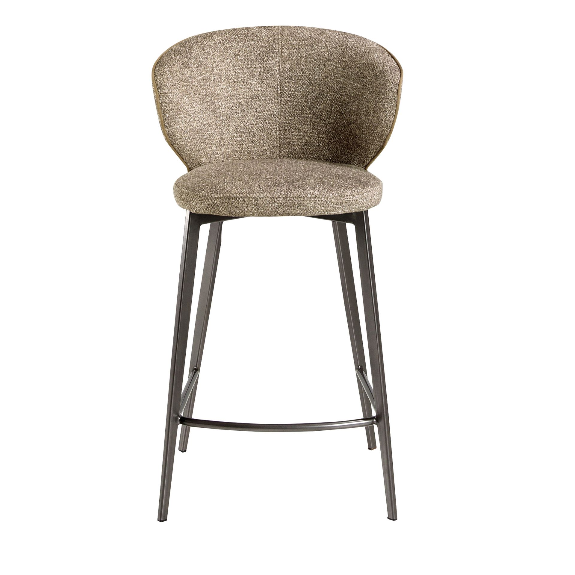 Stool upholstered in mottled brown fabric