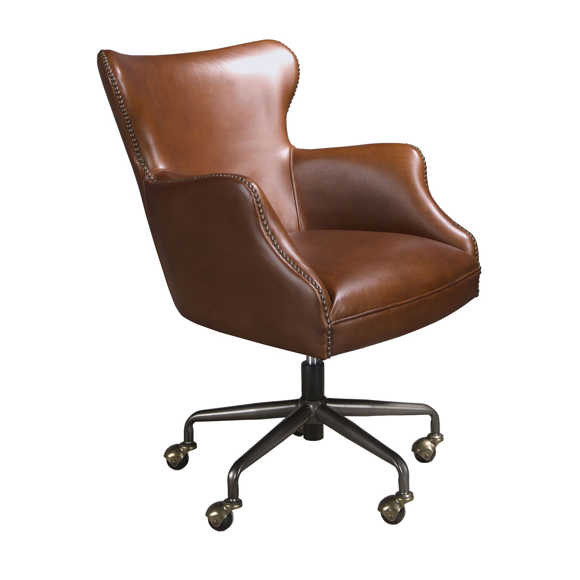 Swivel armchair dark brown leather