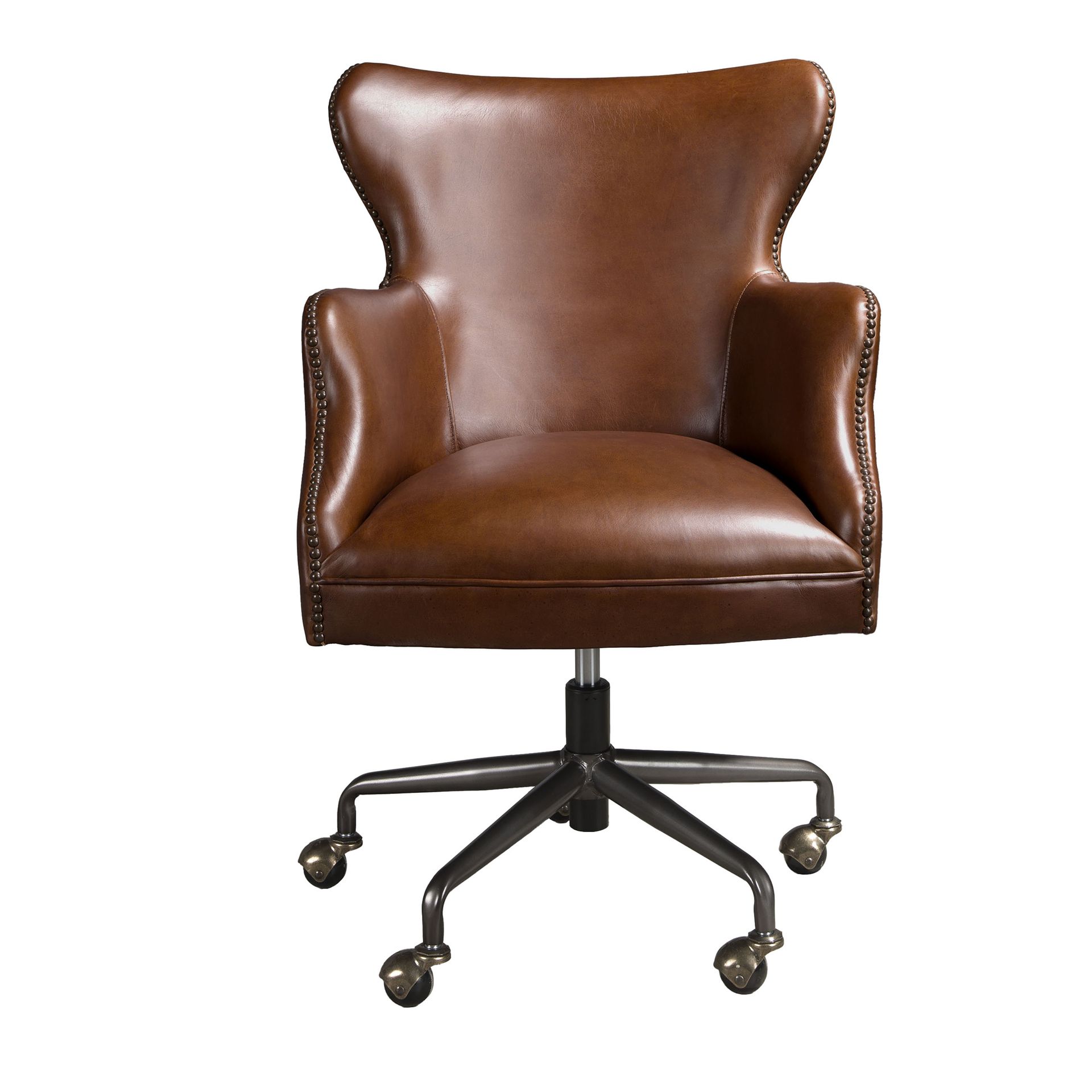 Swivel armchair dark brown leather