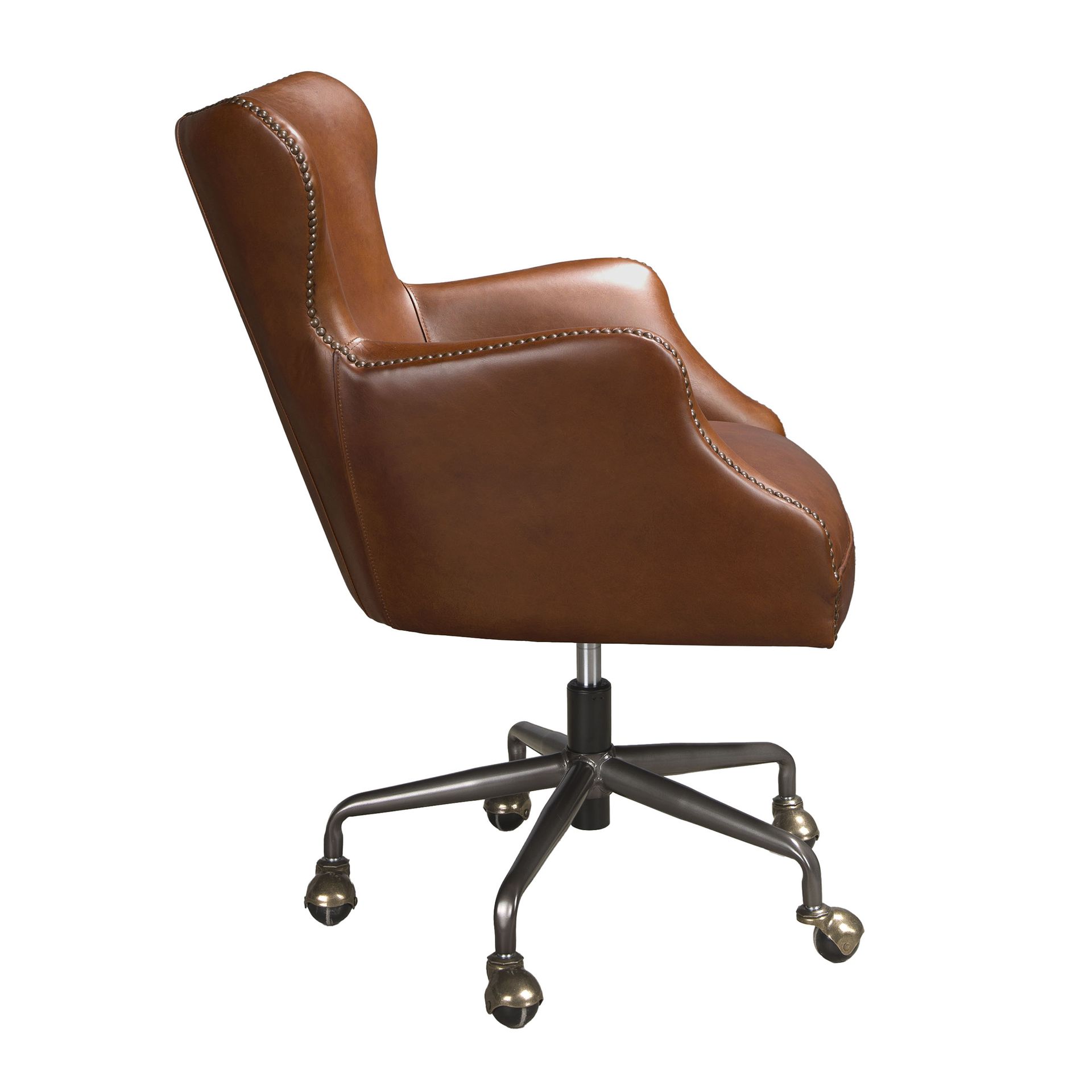 Swivel armchair dark brown leather