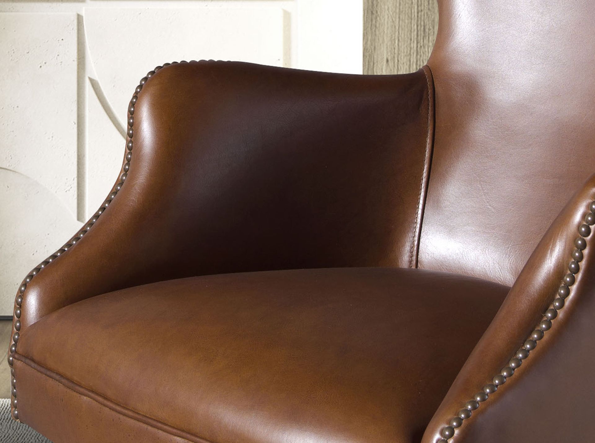 Swivel armchair dark brown leather