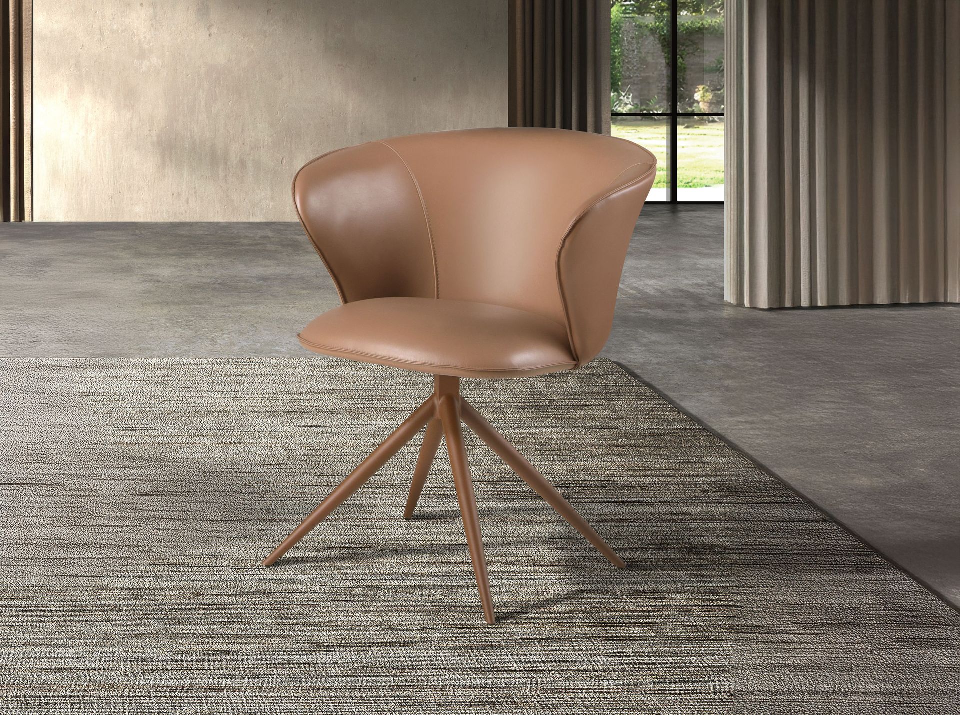 Swivel chair in camel leatherette