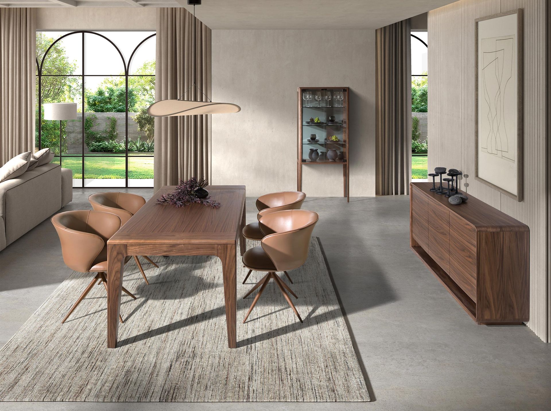 Swivel chair in camel leatherette