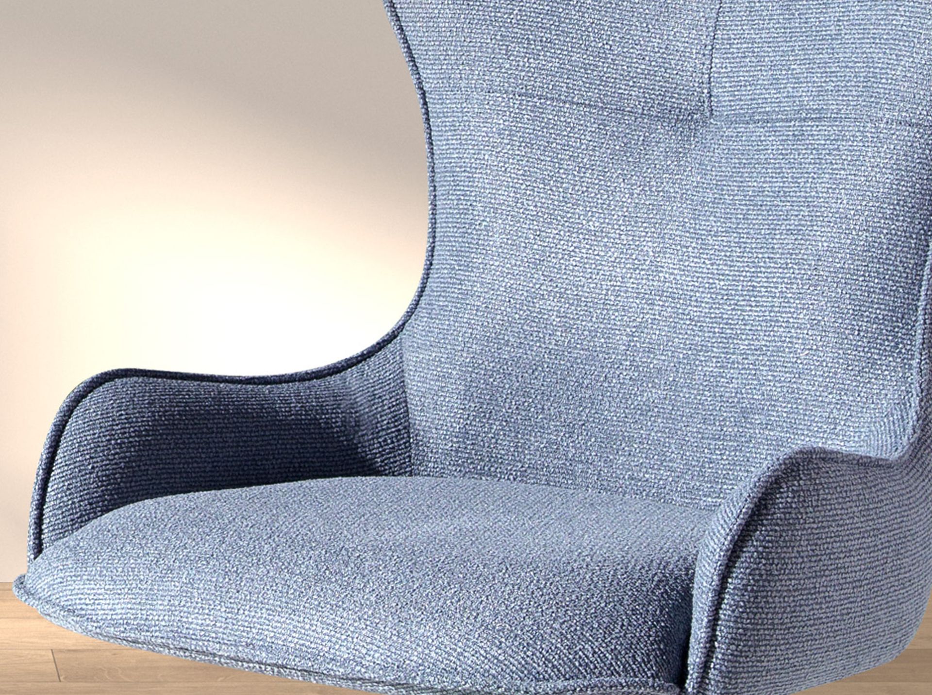 Swivel chair in blue fabric