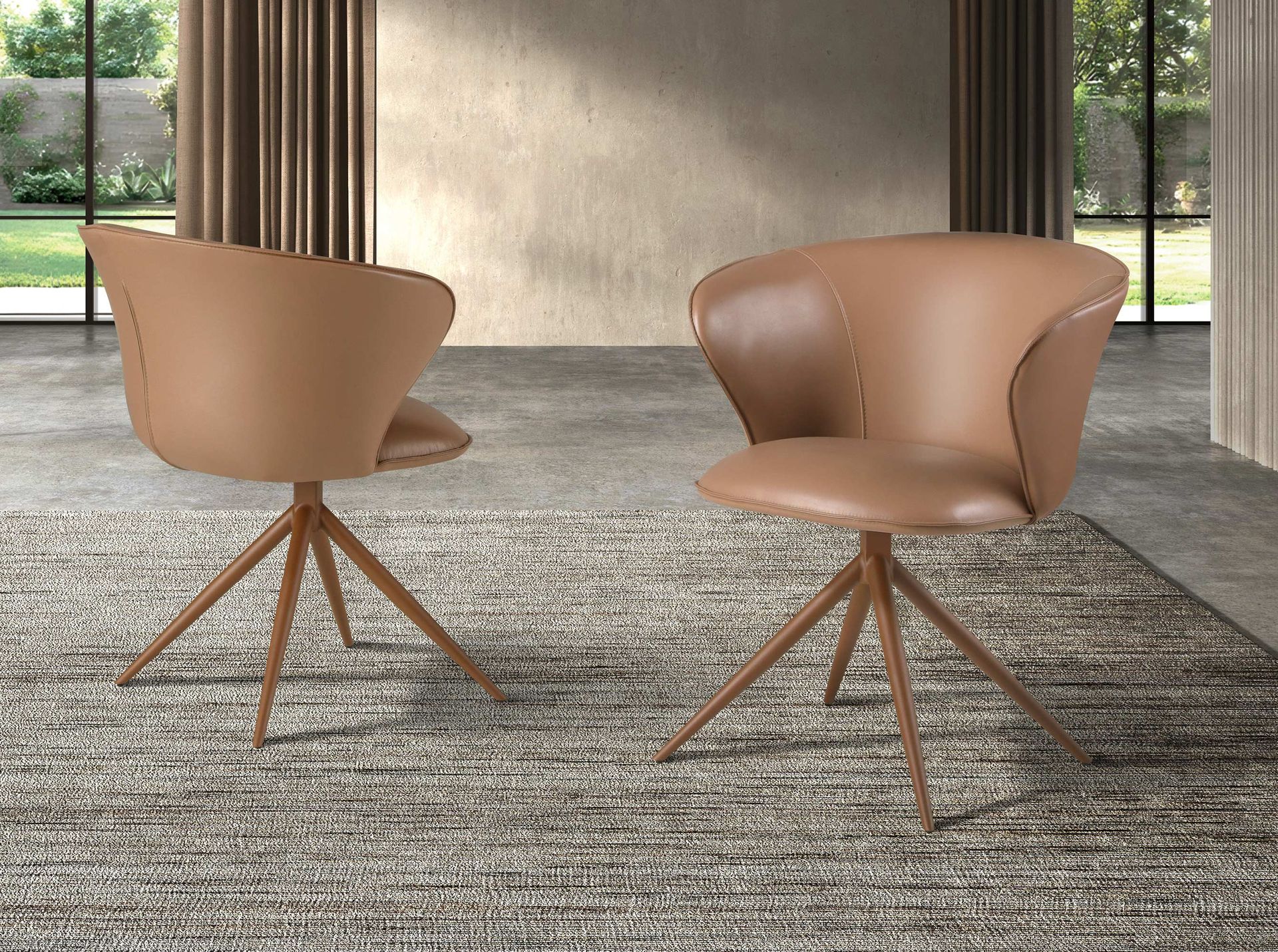 Swivel chair in camel leatherette