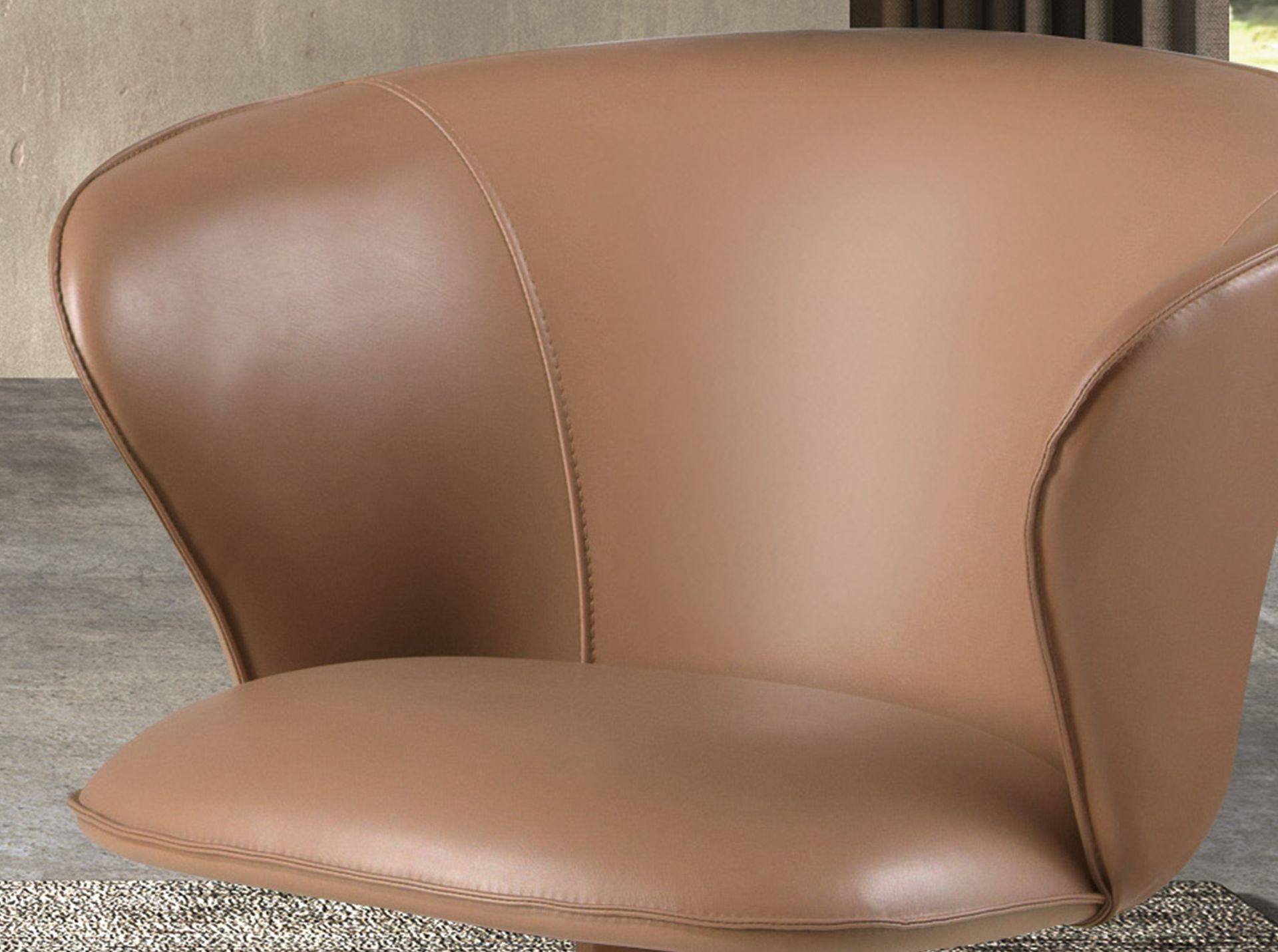 Swivel chair in camel leatherette