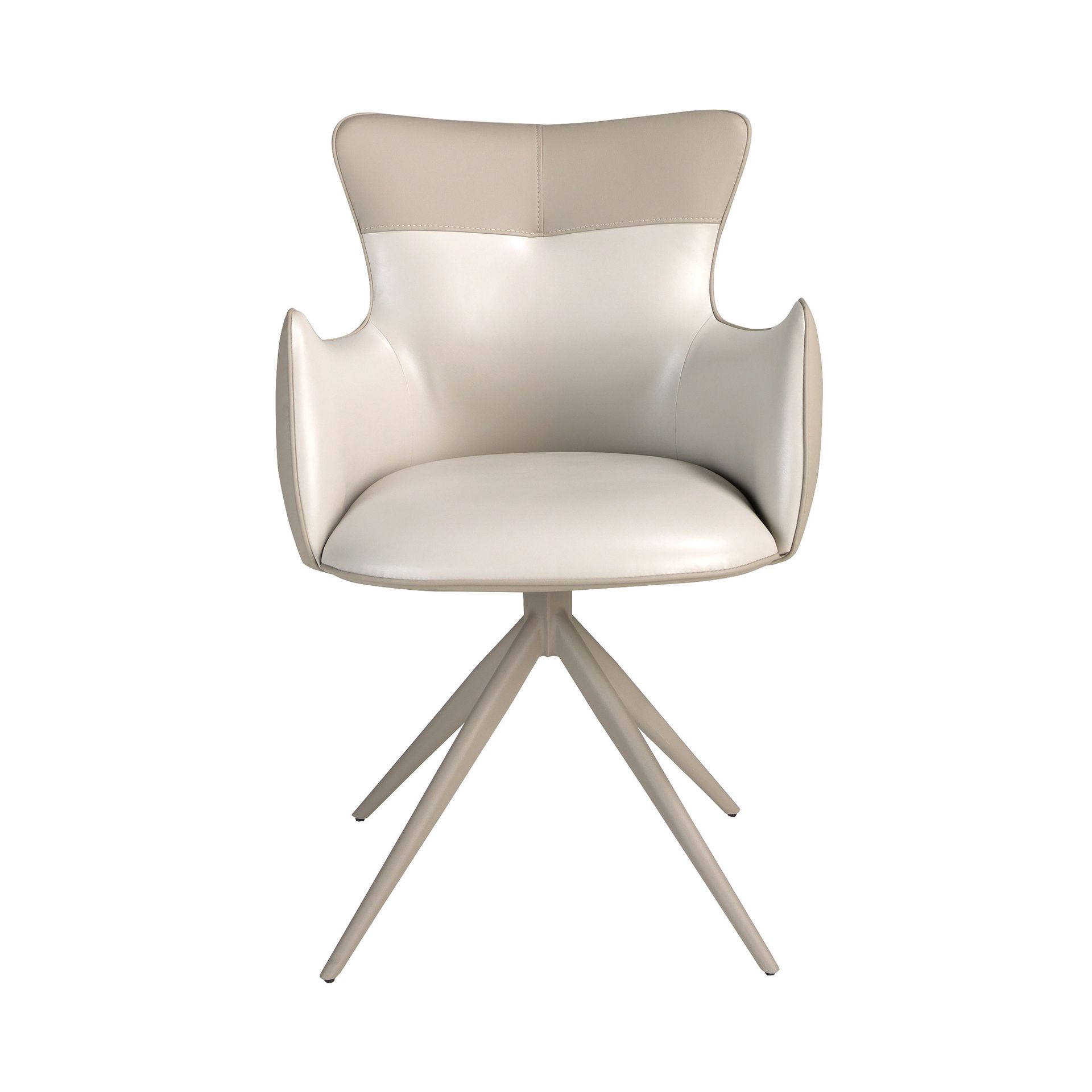 Swivel chair in off-white and greige leatherette