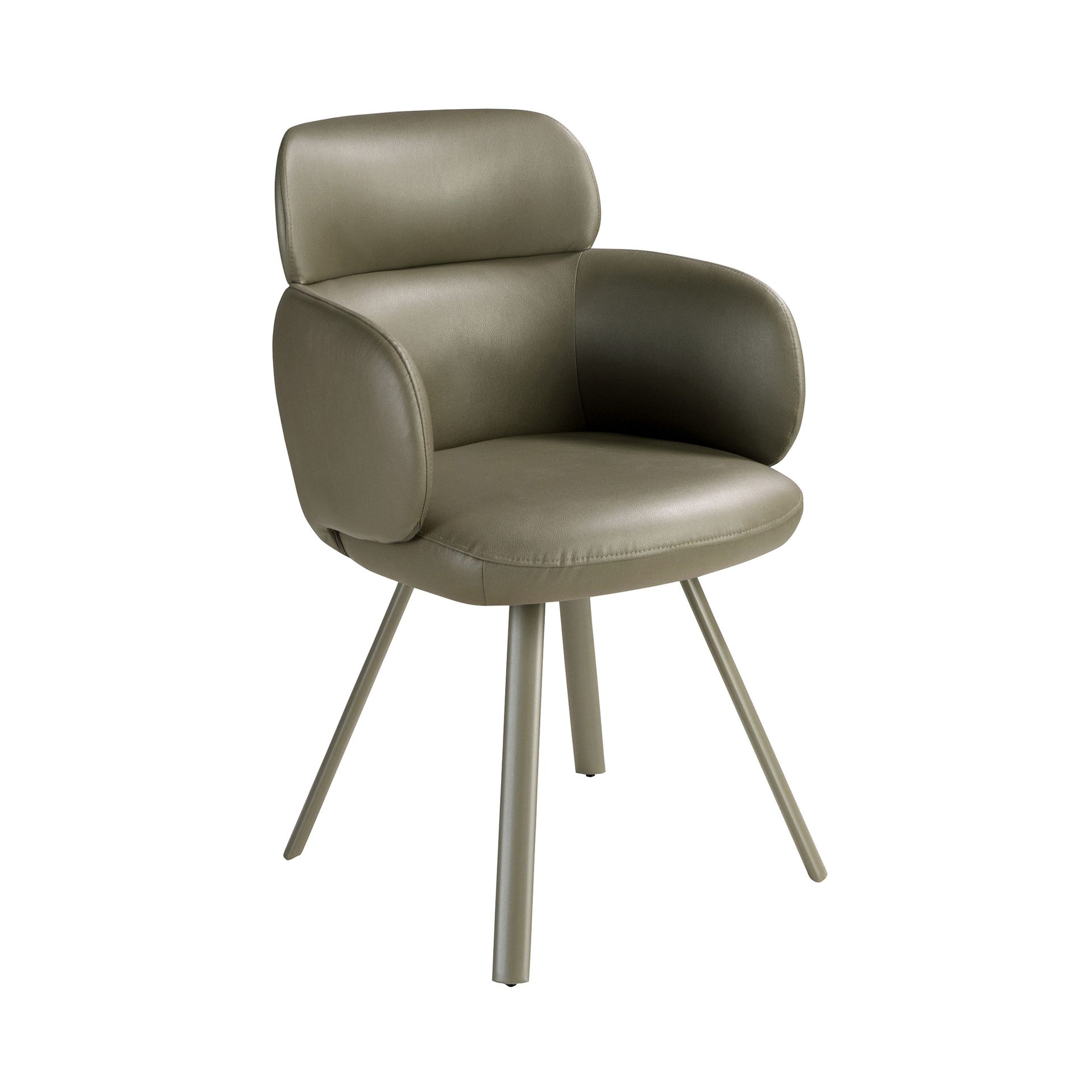 Swivel chair in olive green leatherette