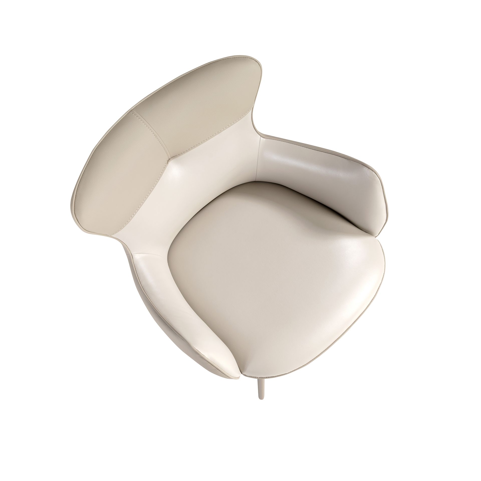 Swivel chair in off-white and greige leatherette