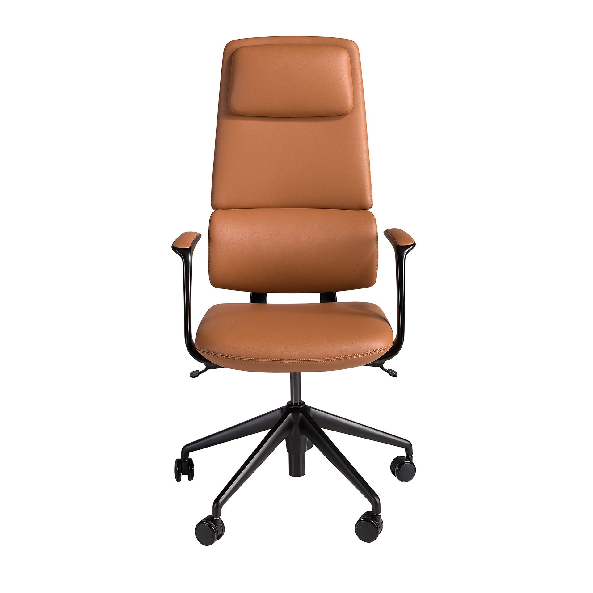Swivel office chair in brown leatherette