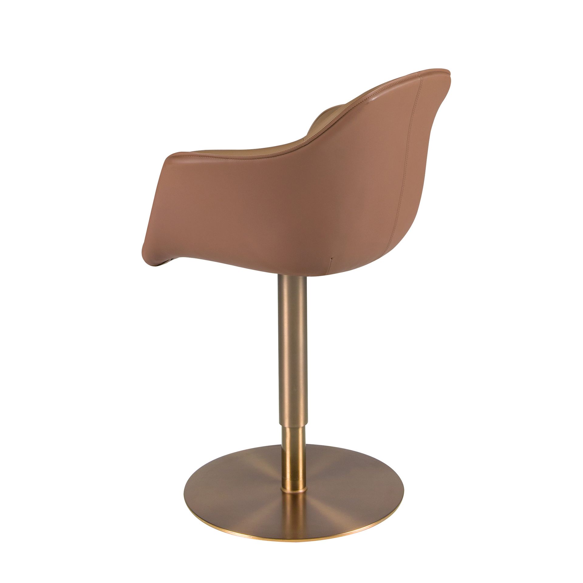 Swivel chair terracotta brown and beige fabric and brown leatherette