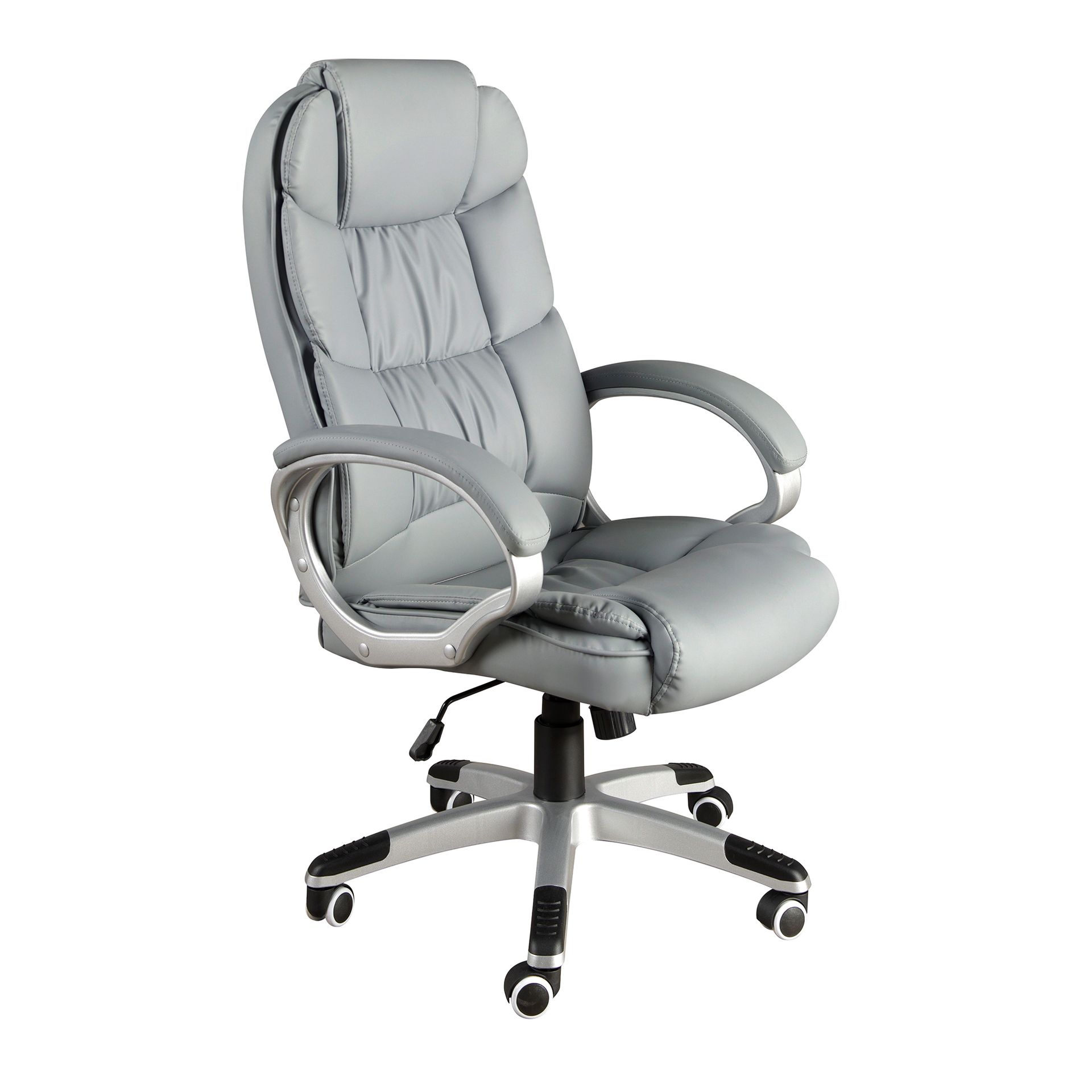 Swivel office chair in grey leatherette
