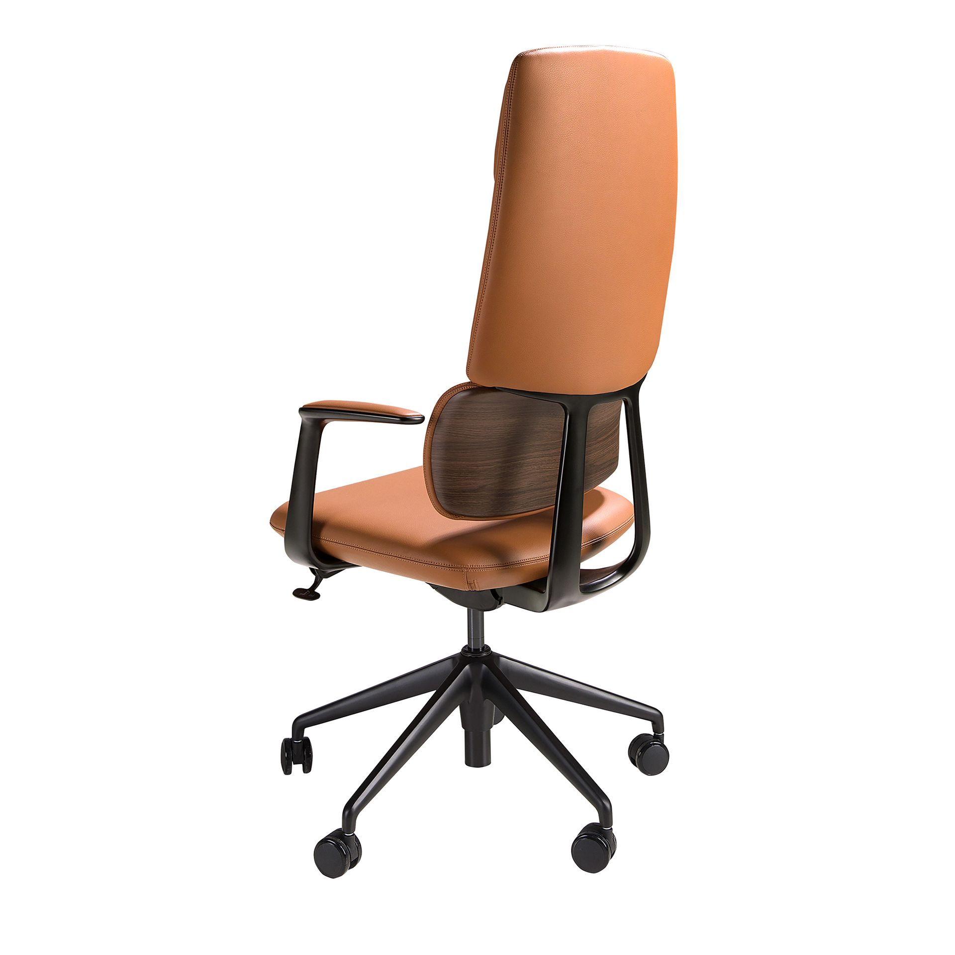 Swivel office chair in brown leatherette
