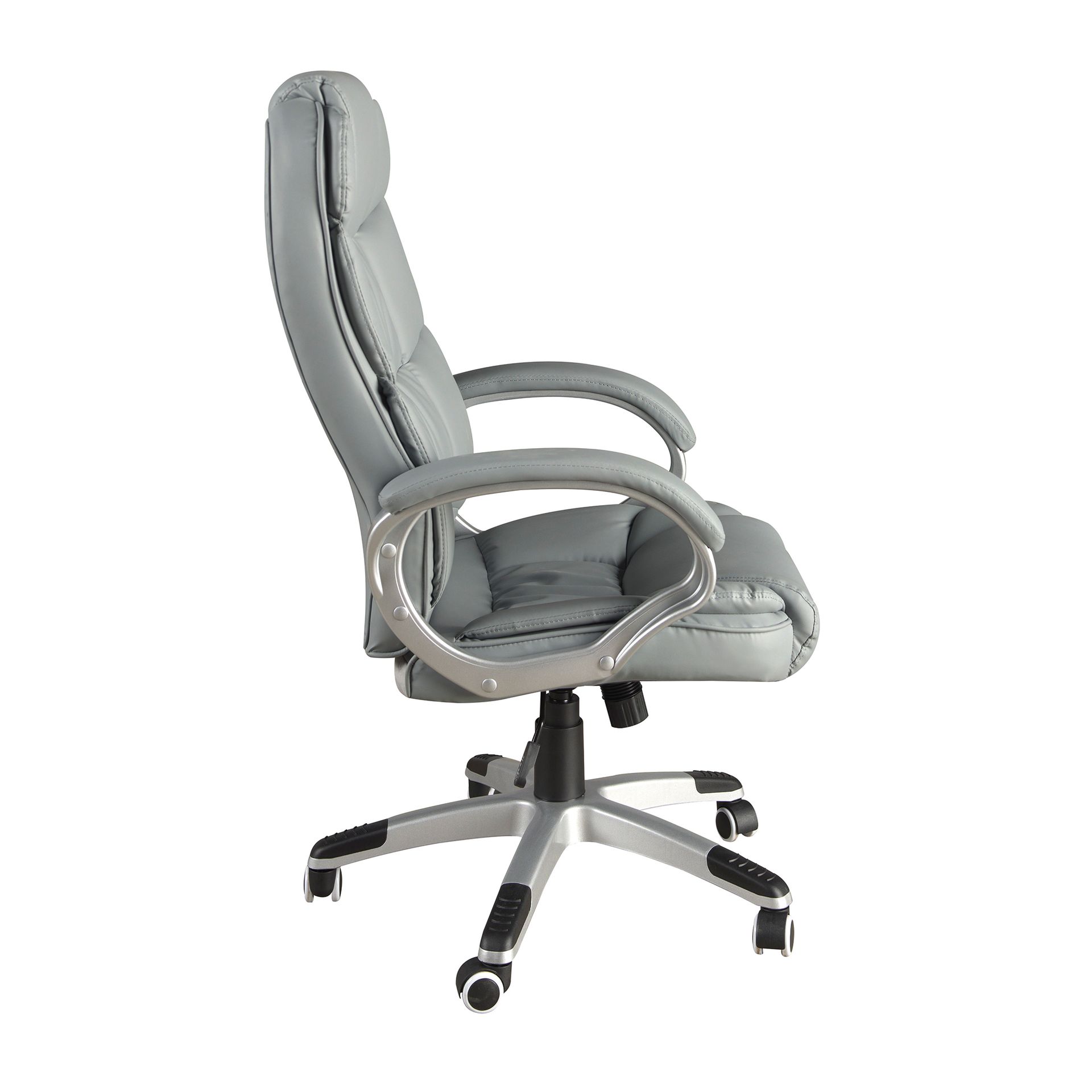 Swivel office chair in grey leatherette