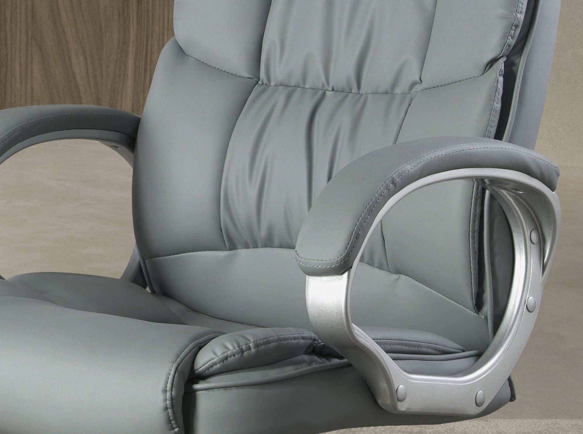 Swivel office chair in grey leatherette