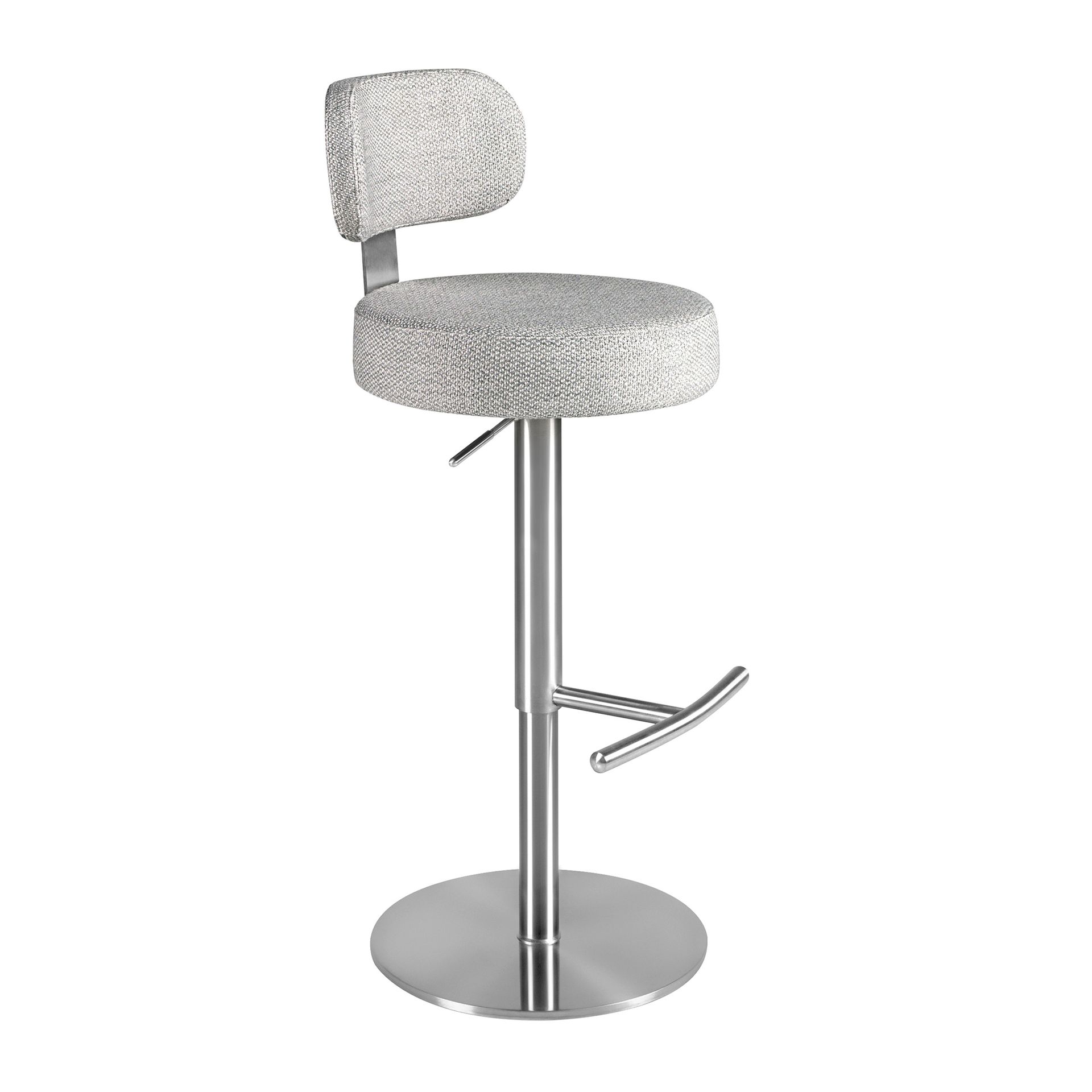 Swivel stool in light grey marbled fabric