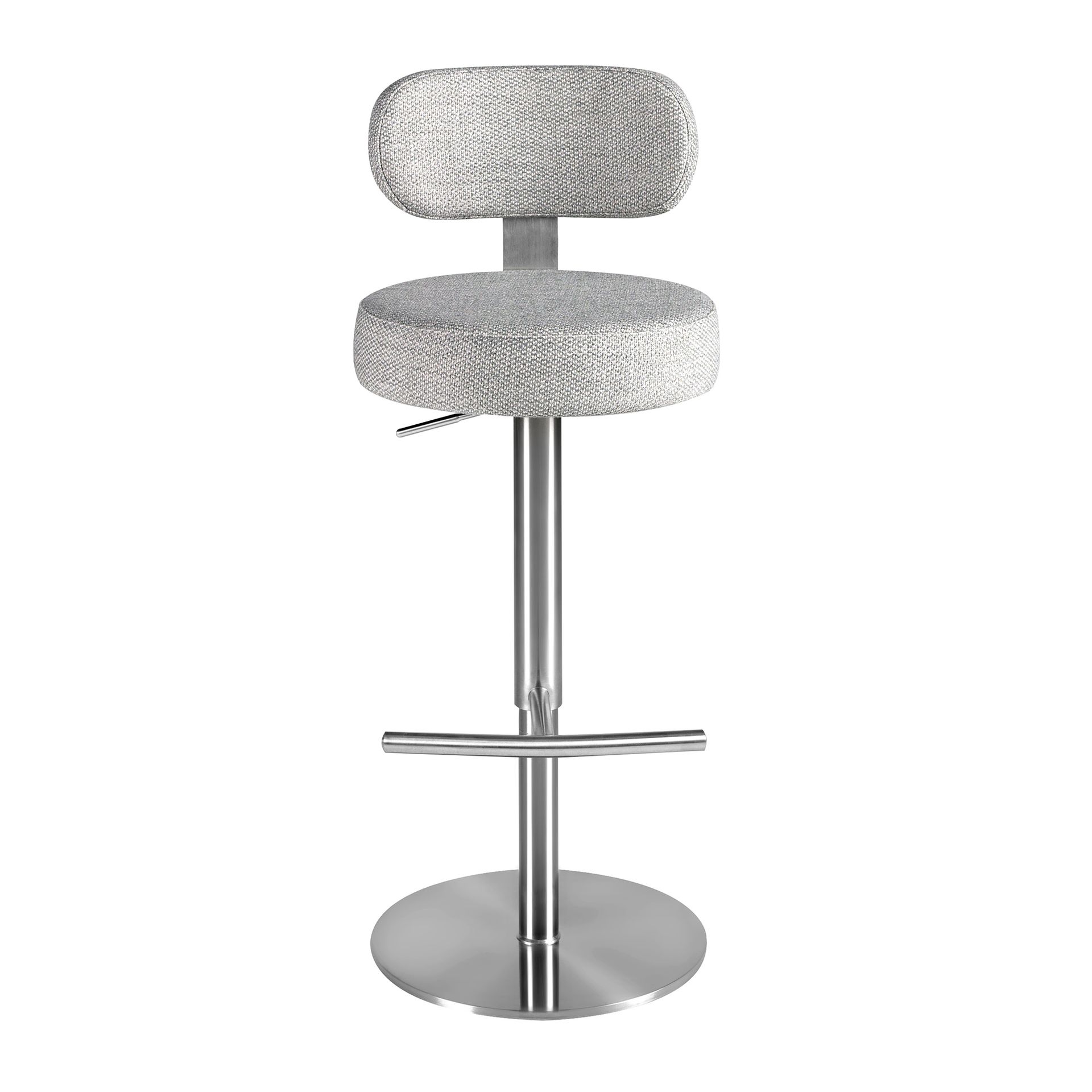 Swivel stool in light grey marbled fabric