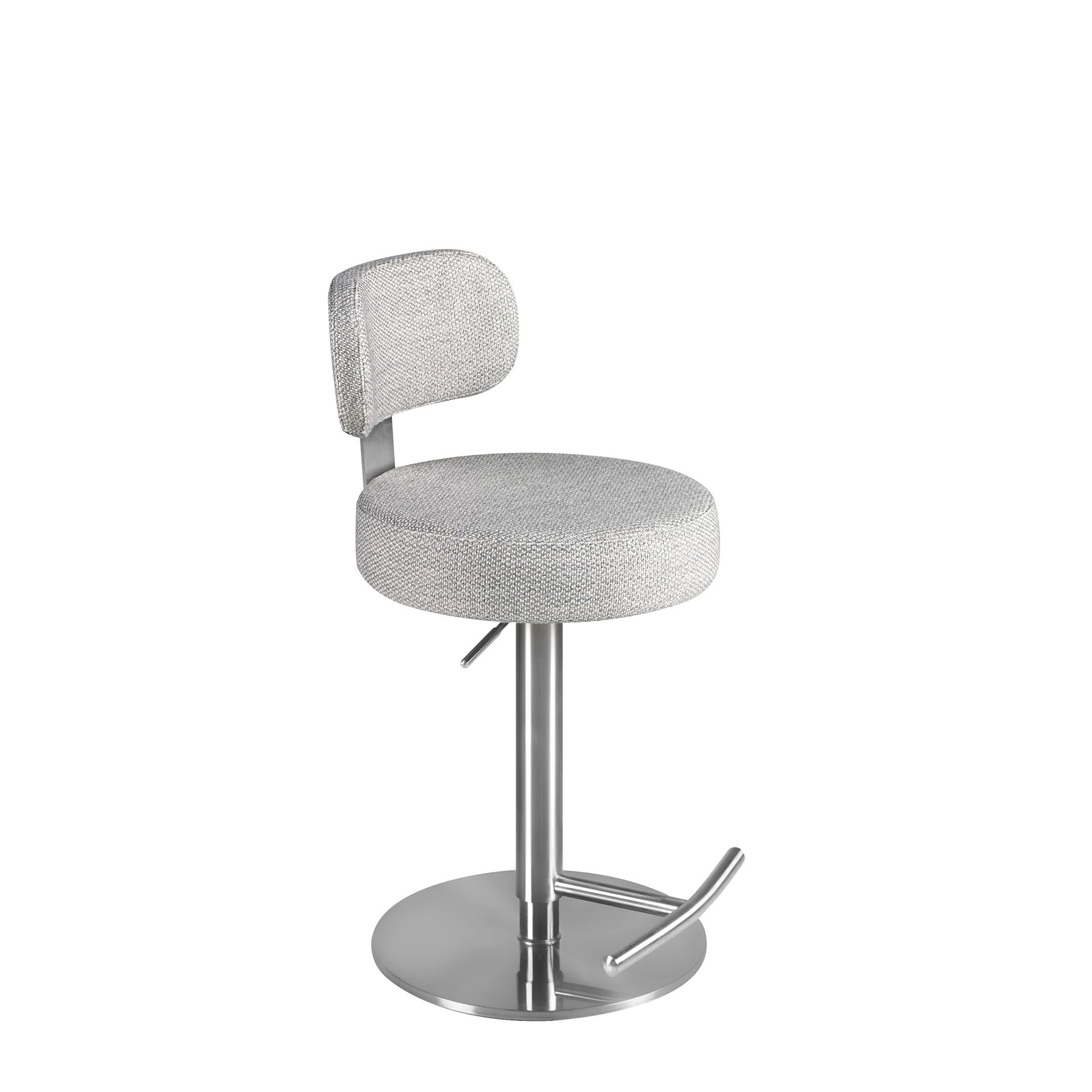 Swivel stool in light grey marbled fabric