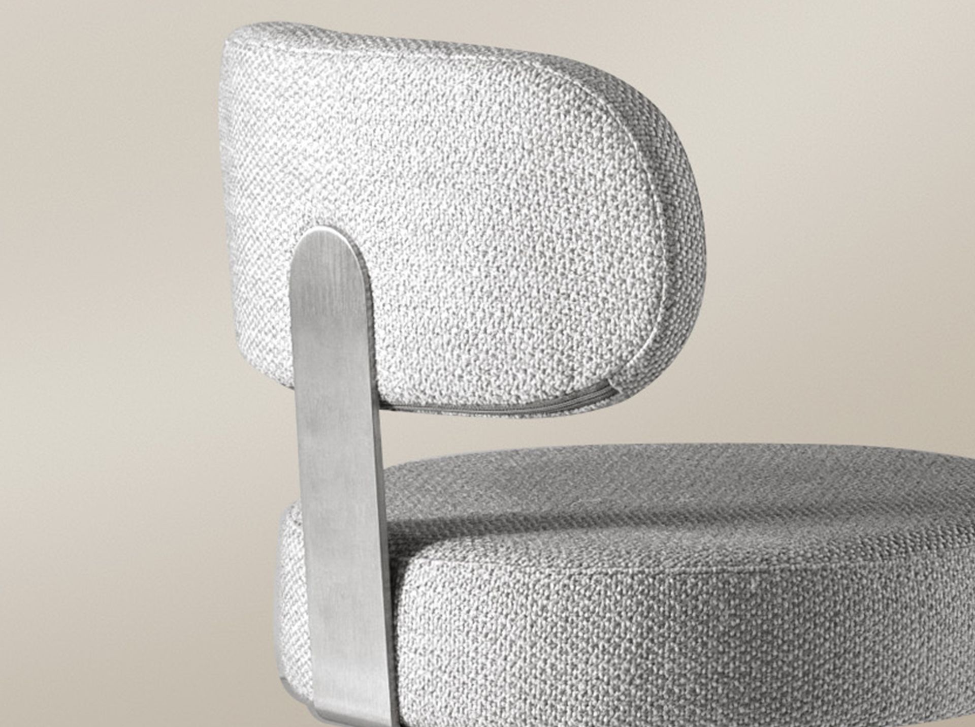 Swivel stool in light grey marbled fabric