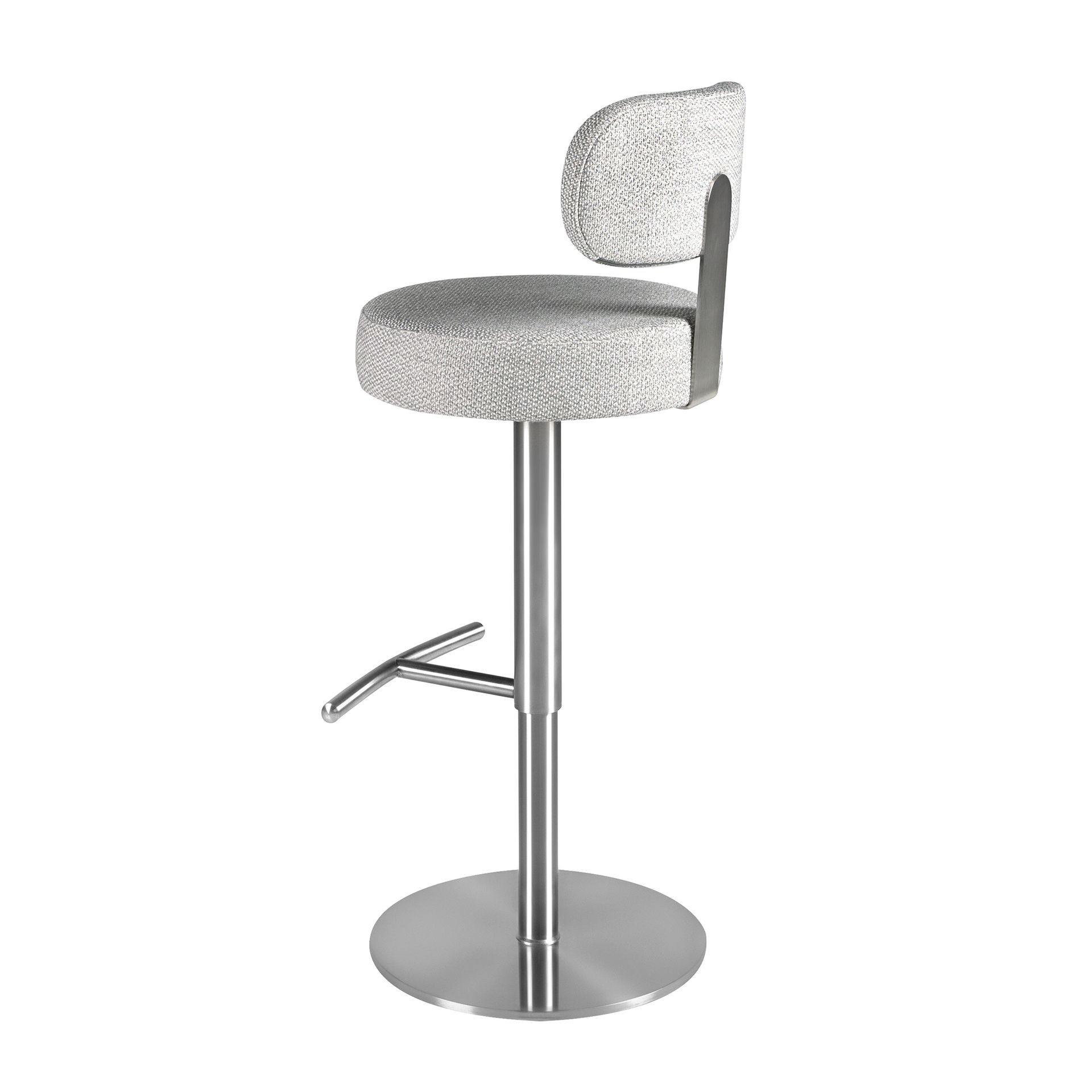 Swivel stool in light grey marbled fabric