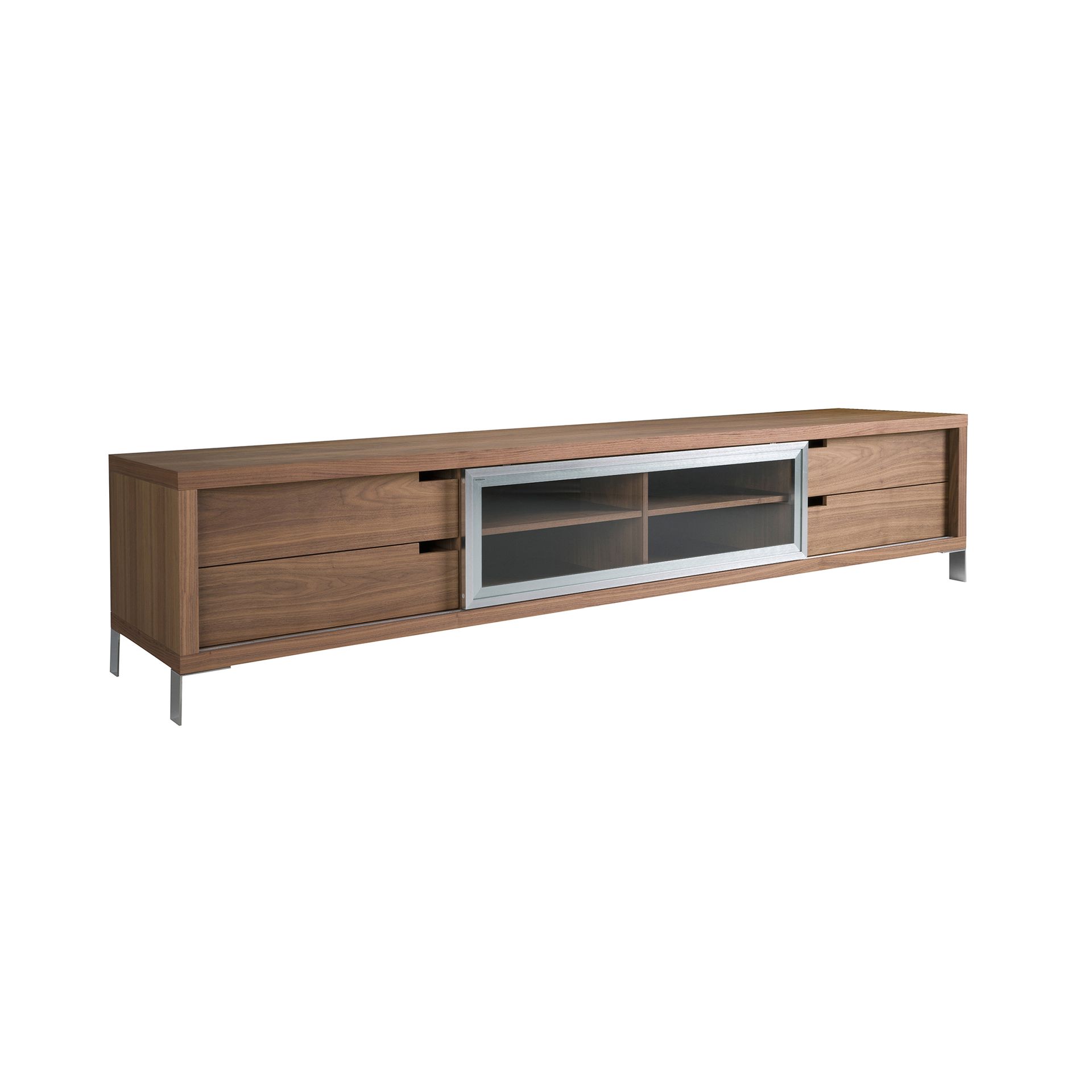 TV stand walnut and chromed steel
