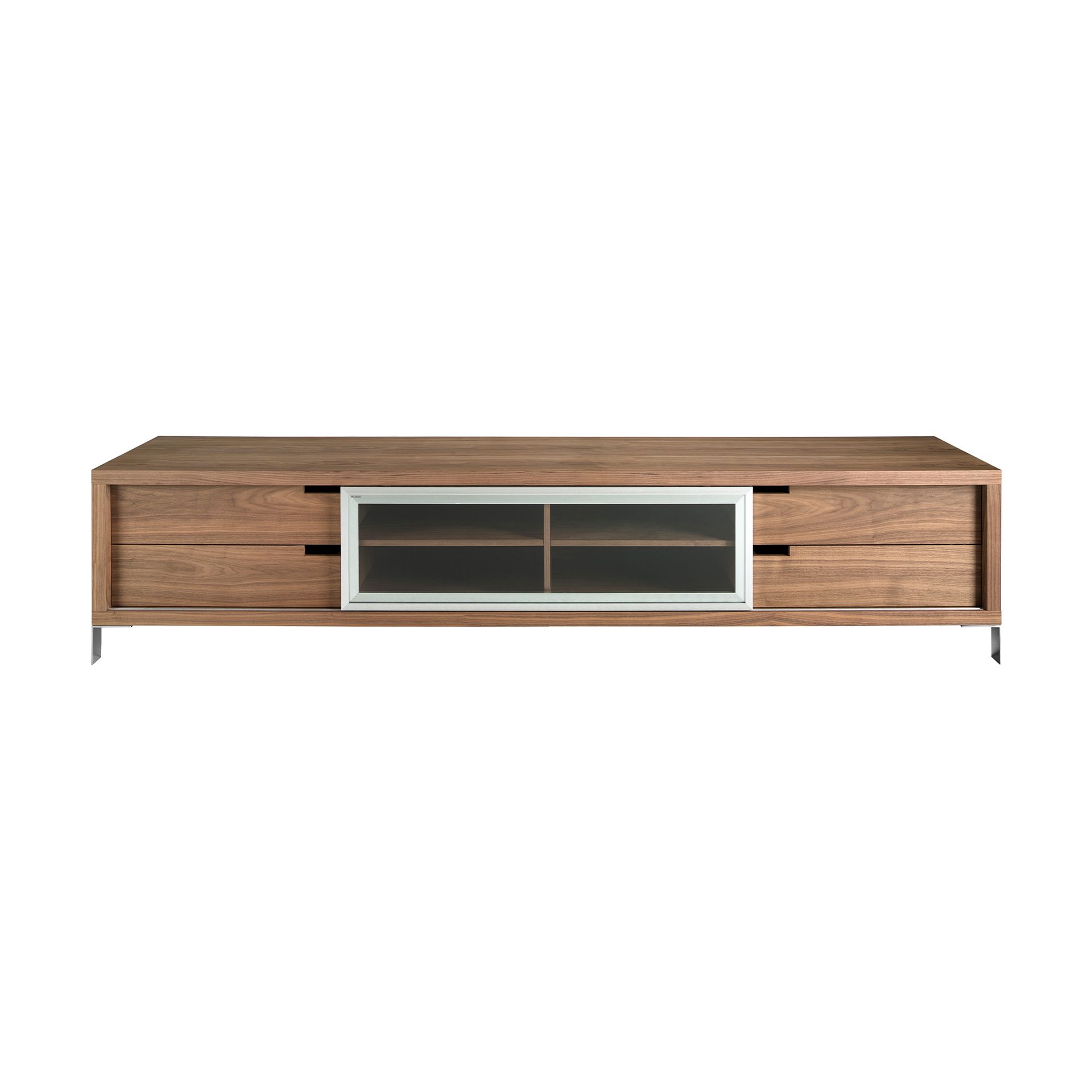 TV stand walnut and chromed steel