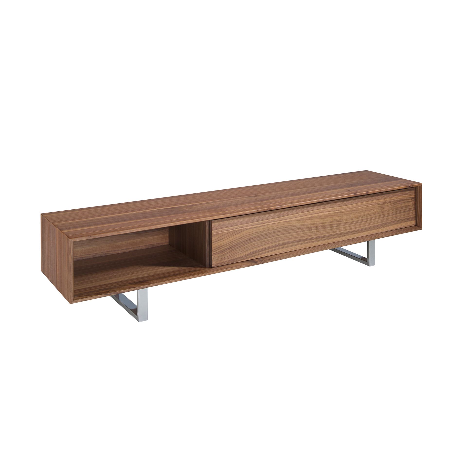 TV stand walnut and chromed steel