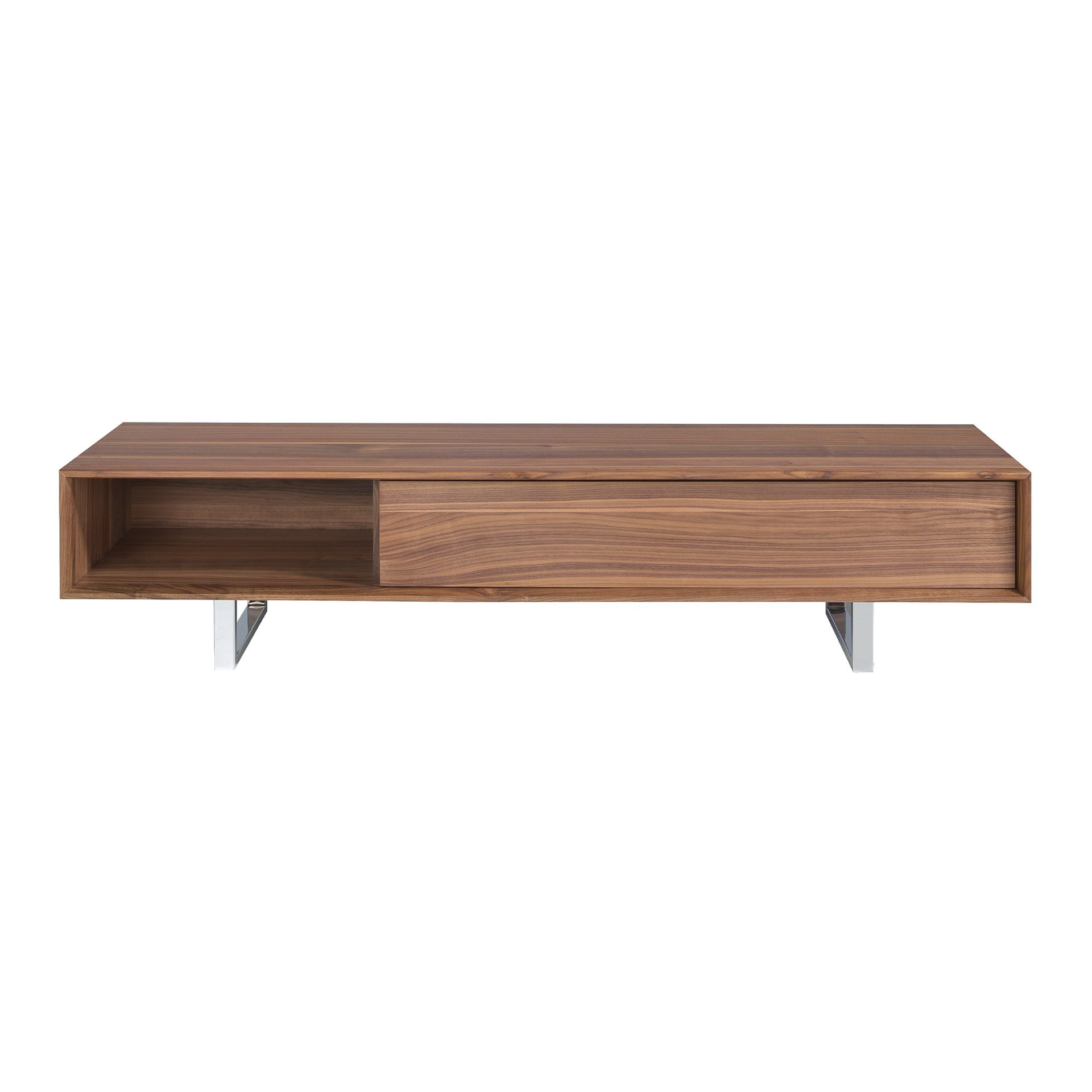 TV stand walnut and chromed steel
